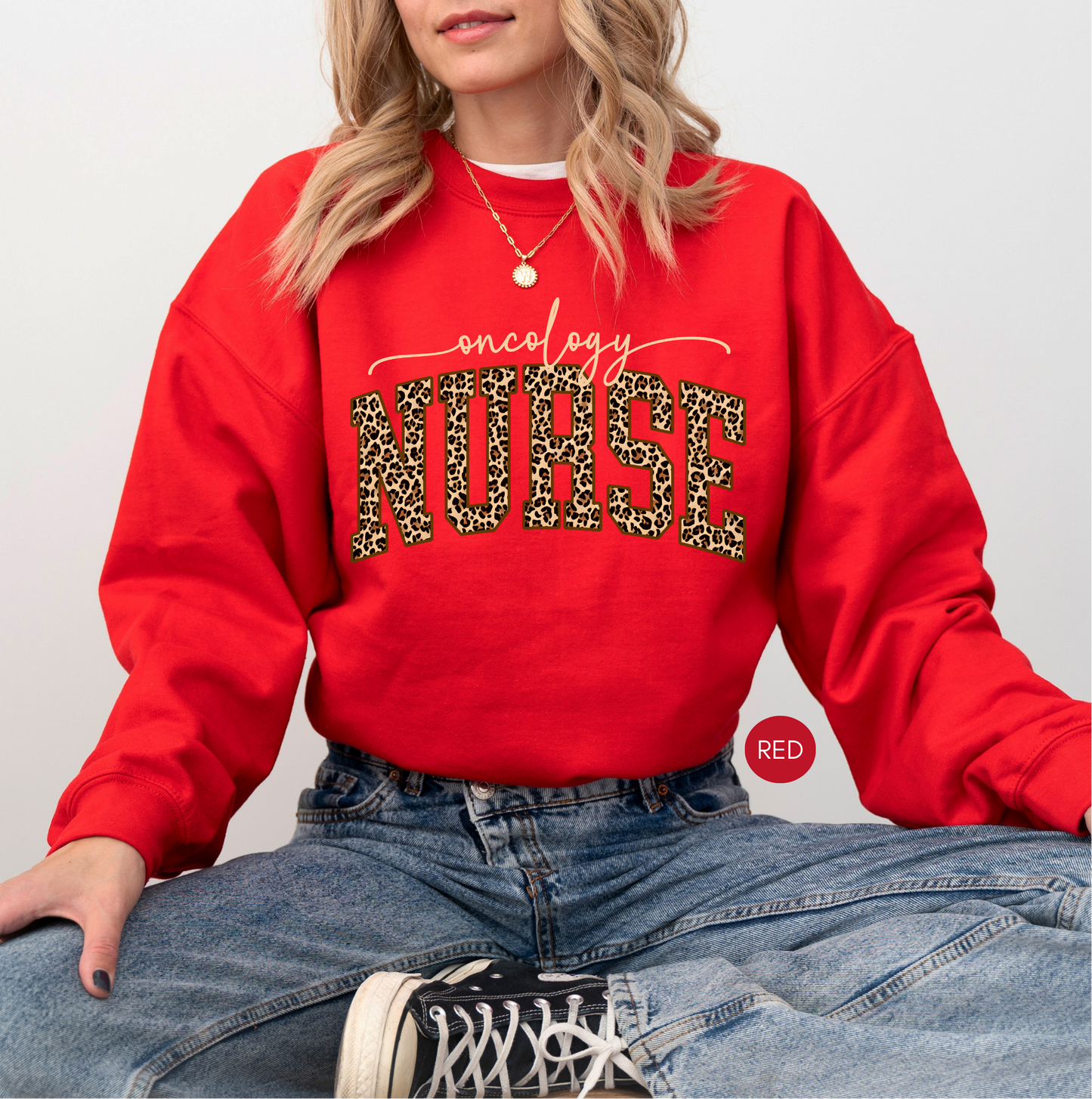 Oncology Nurse Leopard Sweatshirt – Trendy RN Gift