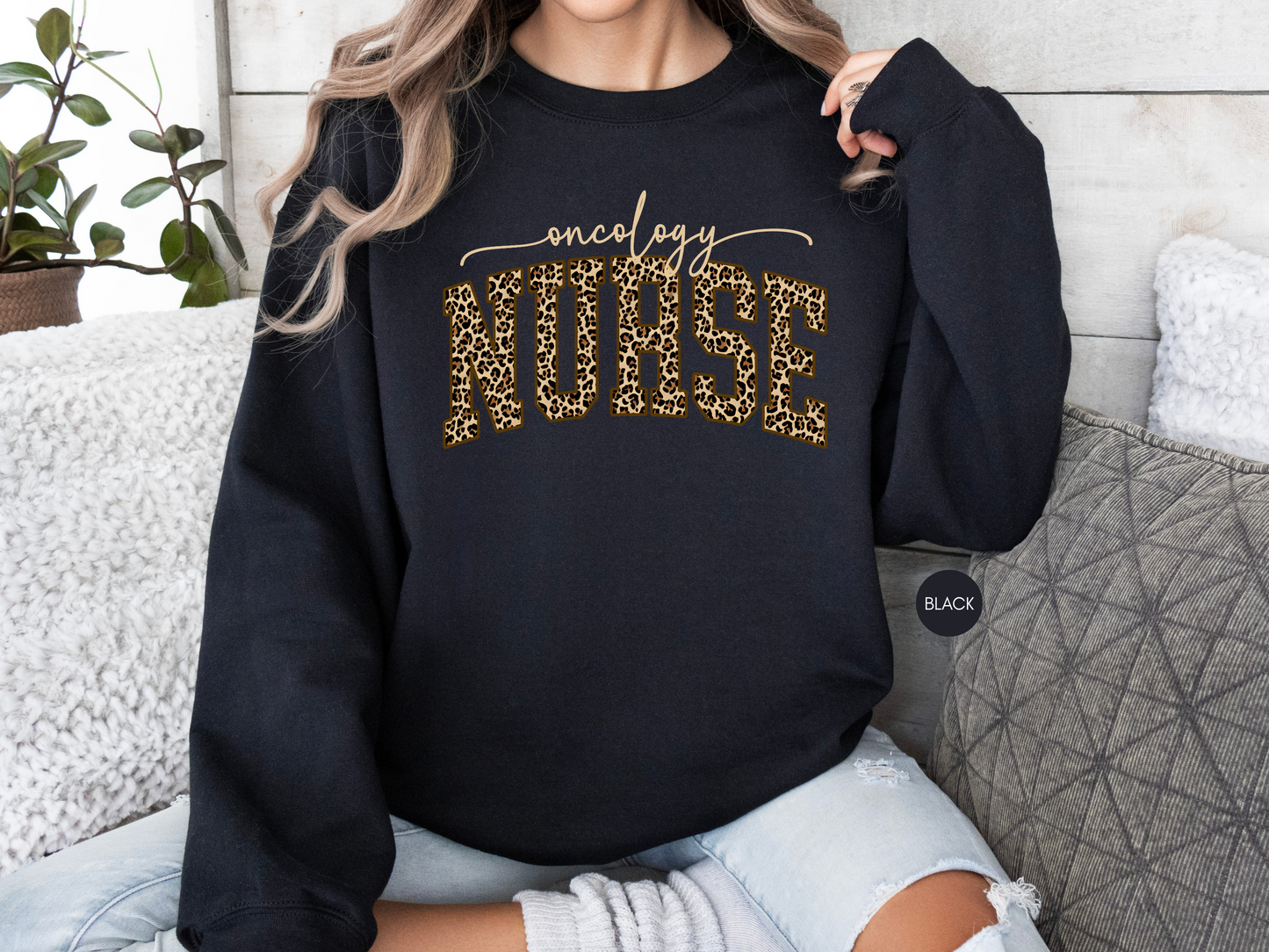Oncology Nurse Leopard Sweatshirt – Trendy RN Gift