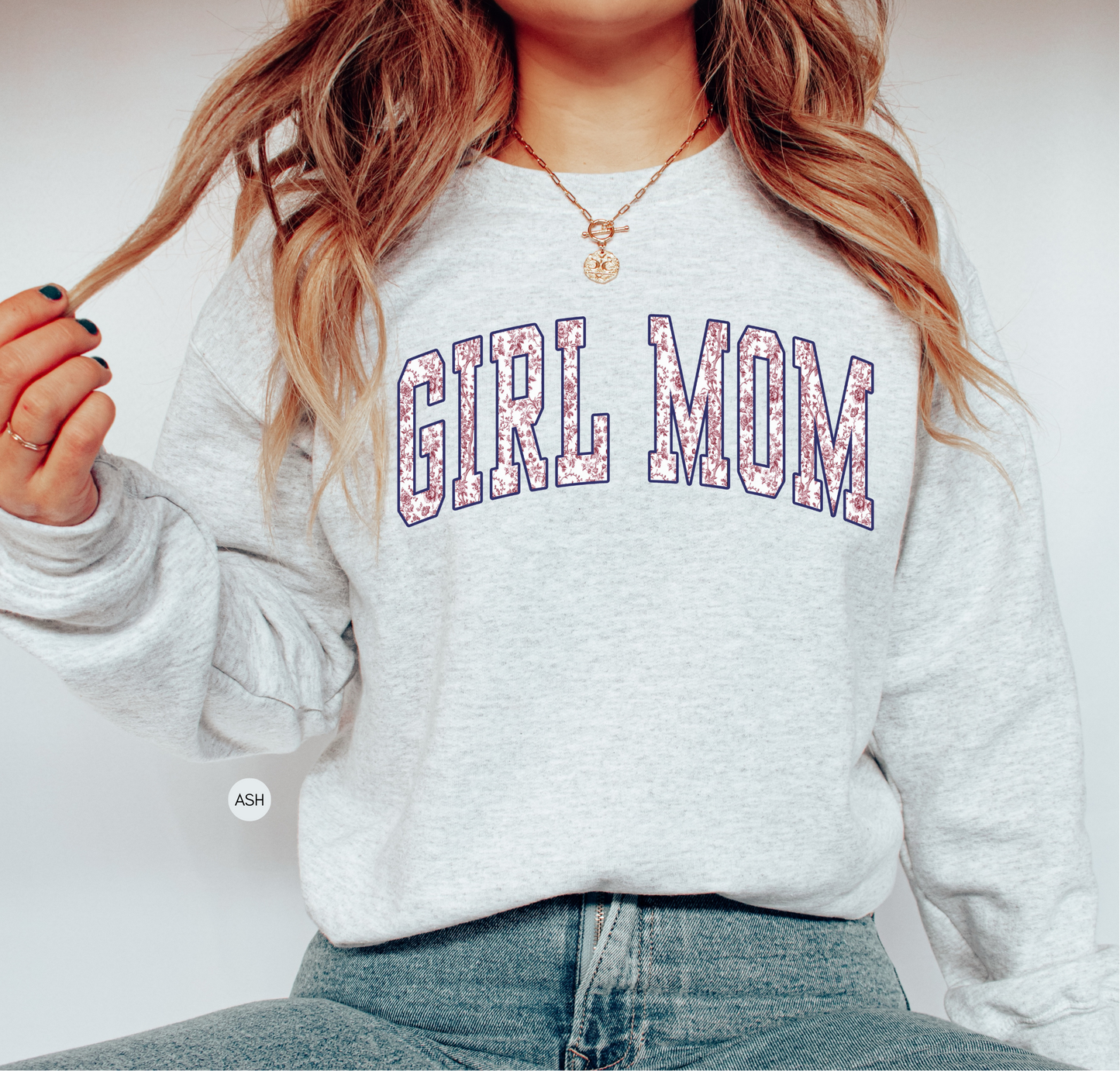 Girl Mom Sweatshirt – Cute Floral Mom Crewneck – Gift for Girl Moms