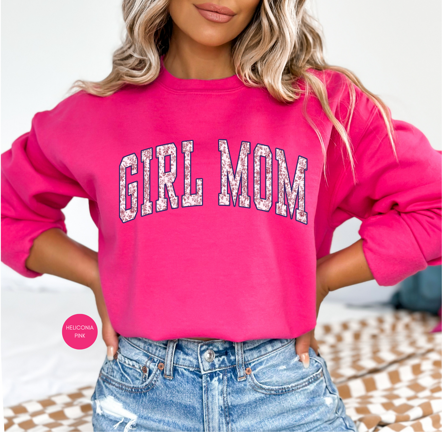 Girl Mom Sweatshirt – Cute Floral Mom Crewneck – Gift for Girl Moms