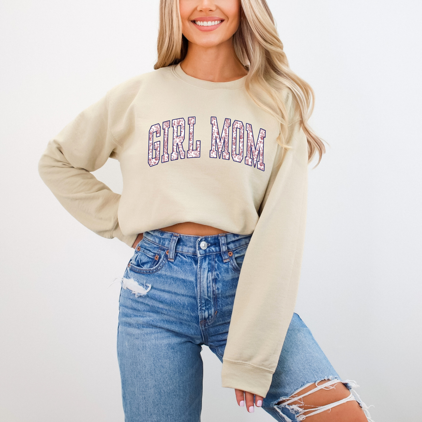Girl Mom Sweatshirt – Cute Floral Mom Crewneck – Gift for Girl Moms