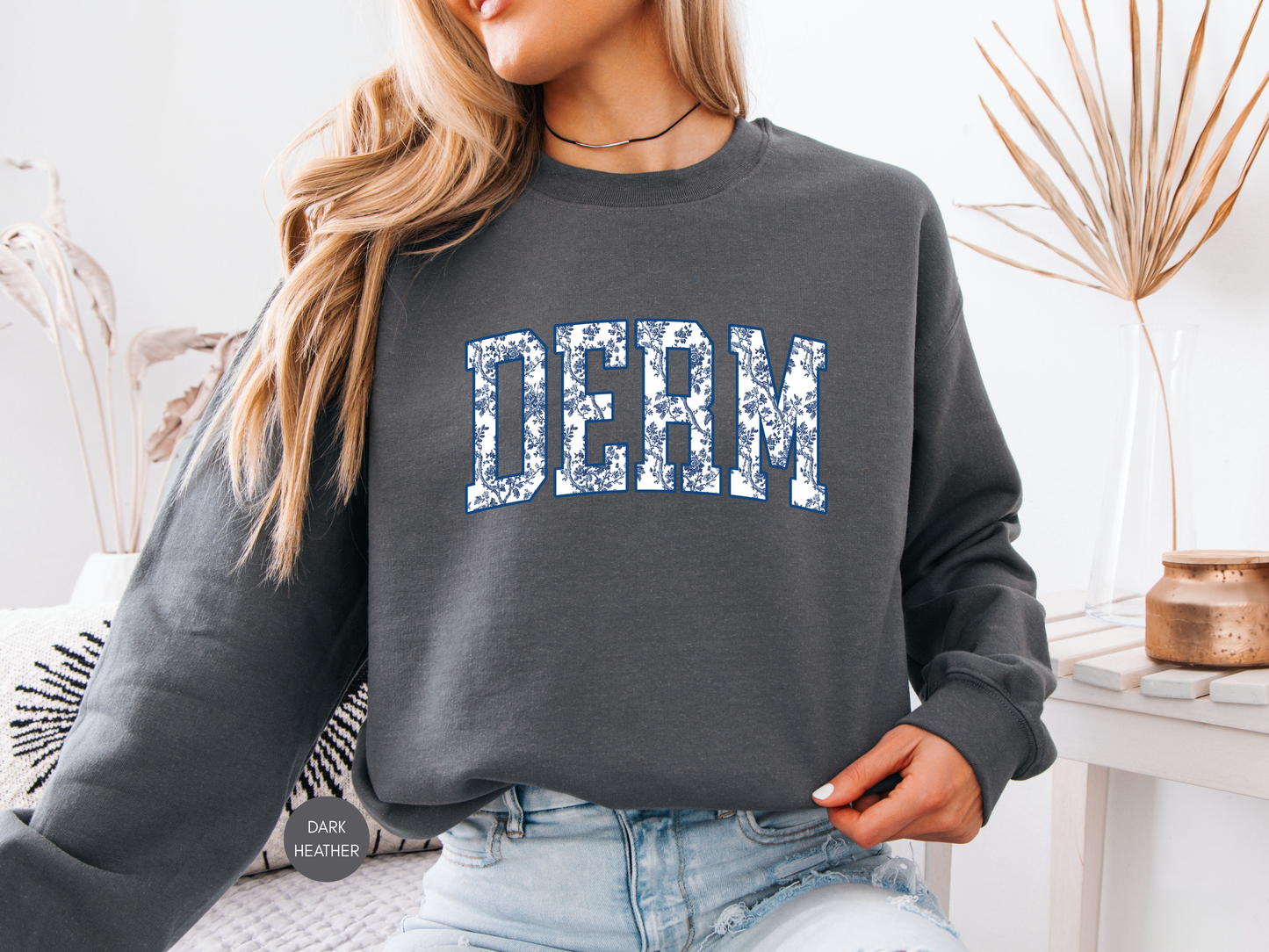 DERM Blue Toile Sweatshirt – Dermatology Nurse Gift