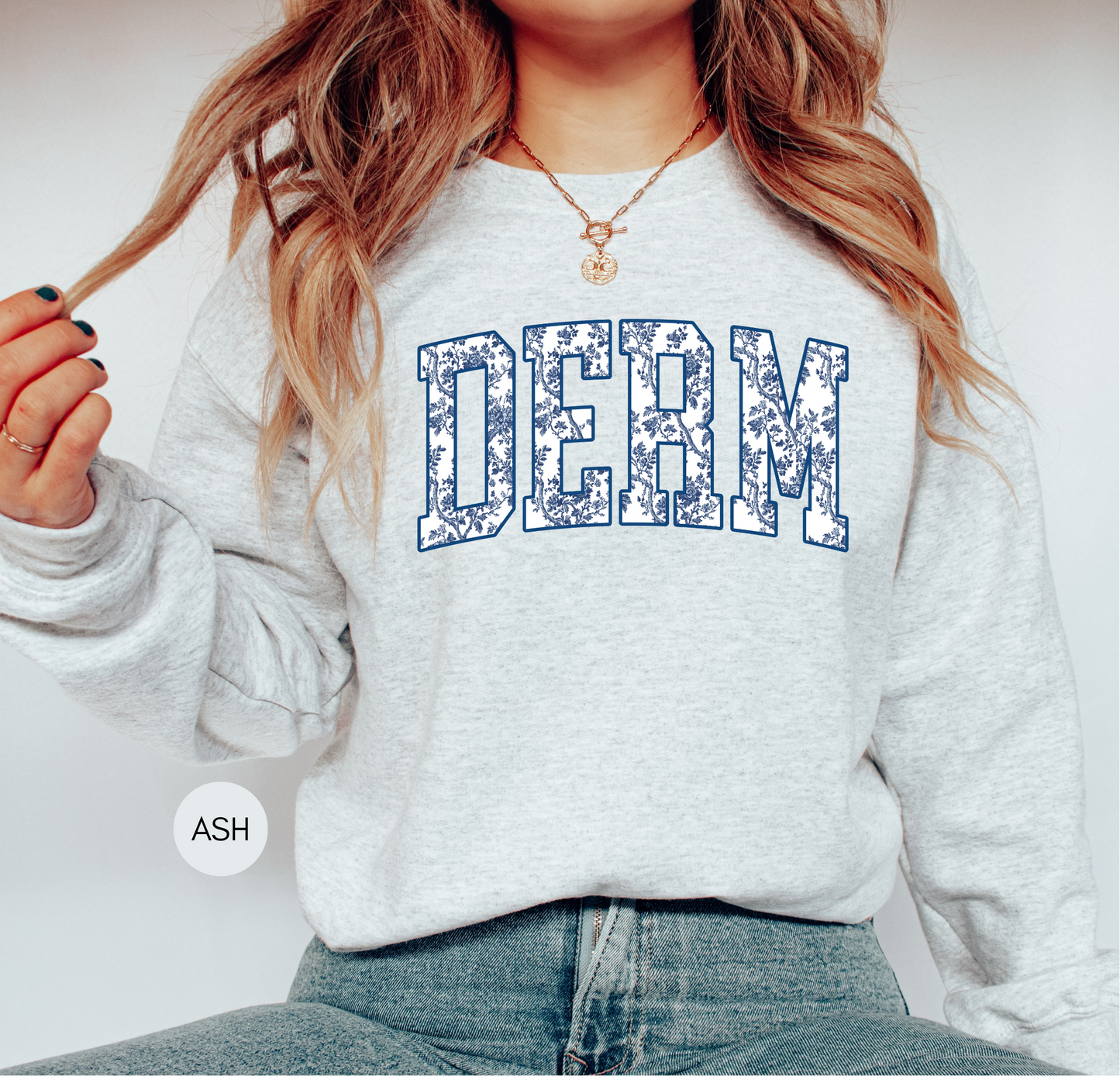 DERM Blue Toile Sweatshirt – Dermatology Nurse Gift