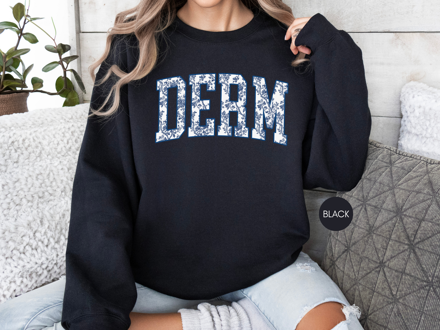 DERM Blue Toile Sweatshirt – Dermatology Nurse Gift