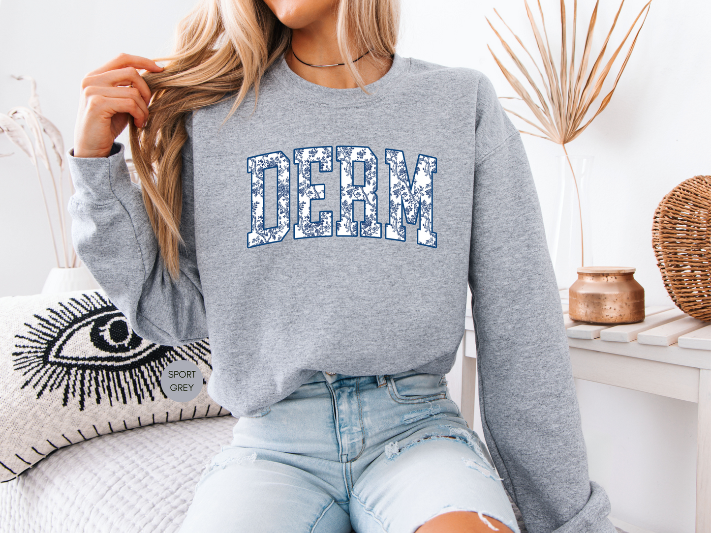 DERM Blue Toile Sweatshirt – Dermatology Nurse Gift