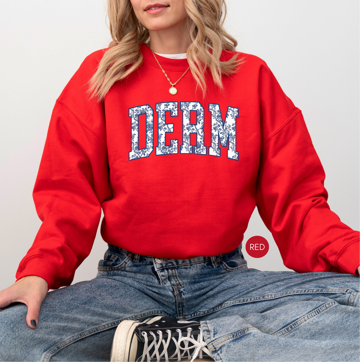 DERM Blue Toile Sweatshirt – Dermatology Nurse Gift