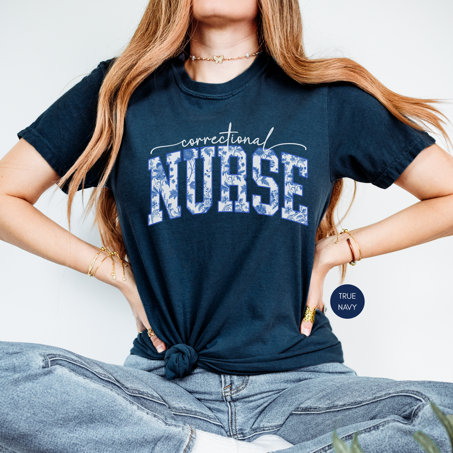Correctional Nurse Shirt – Floral Typography Nurse Tee | Healthcare Gift