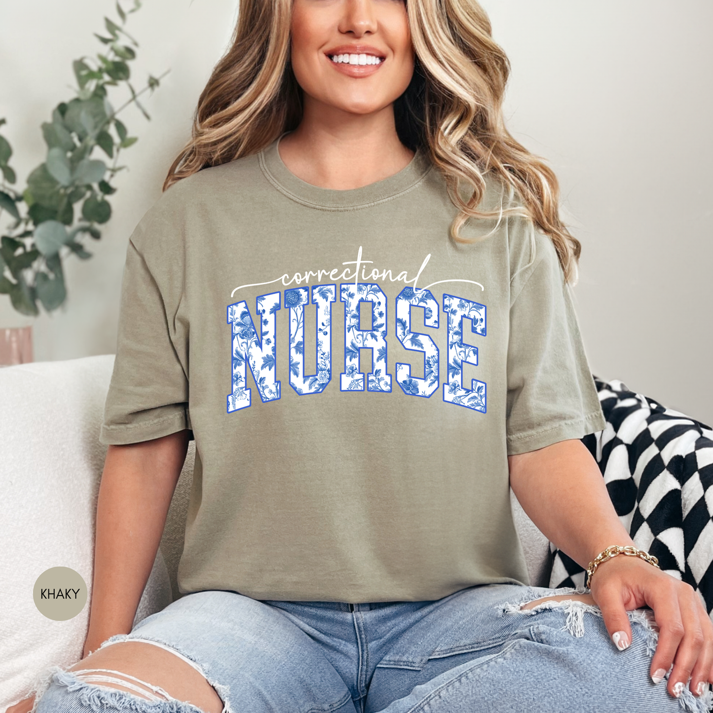 Correctional Nurse Shirt – Floral Typography Nurse Tee | Healthcare Gift