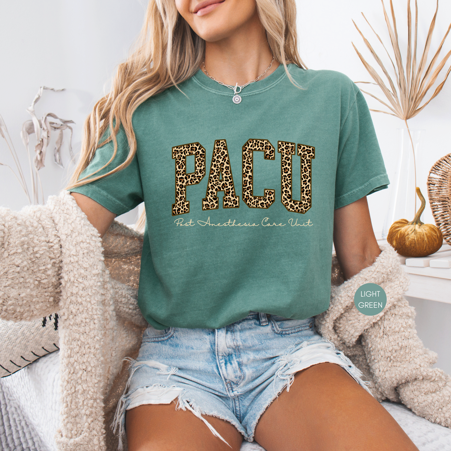 PACU Nurse Shirt – Leopard Post Anesthesia Care Unit Varsity Tee