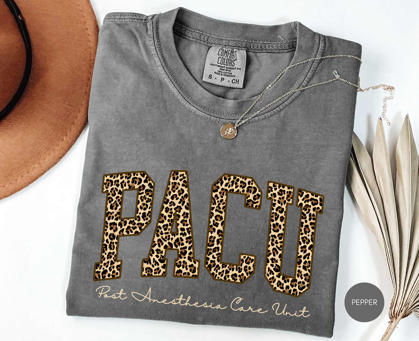 PACU Nurse Shirt – Leopard Post Anesthesia Care Unit Varsity Tee