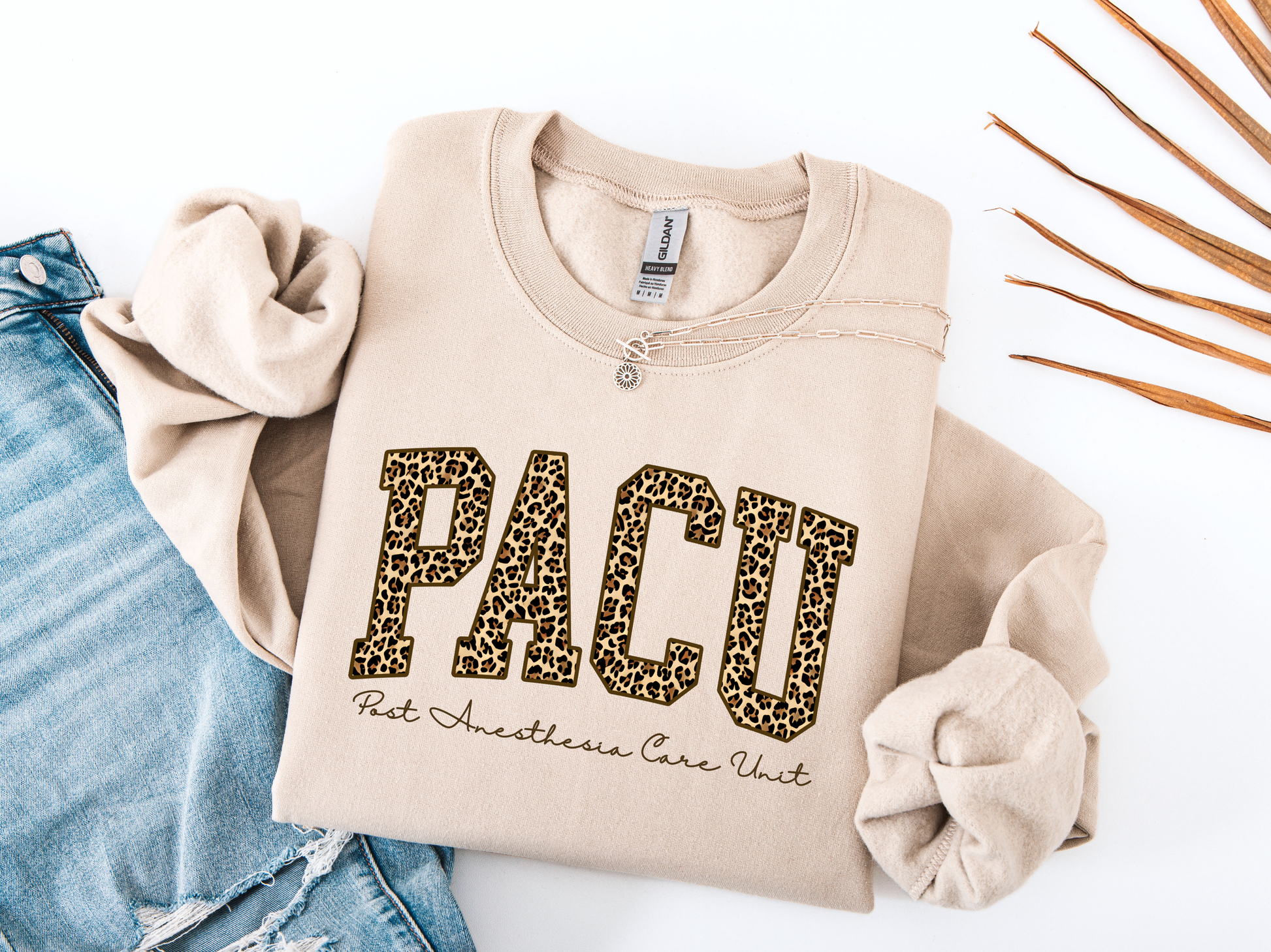 PACU nurse sweatshirt with leopard print design, Post Anesthesia Care Unit nurse gift