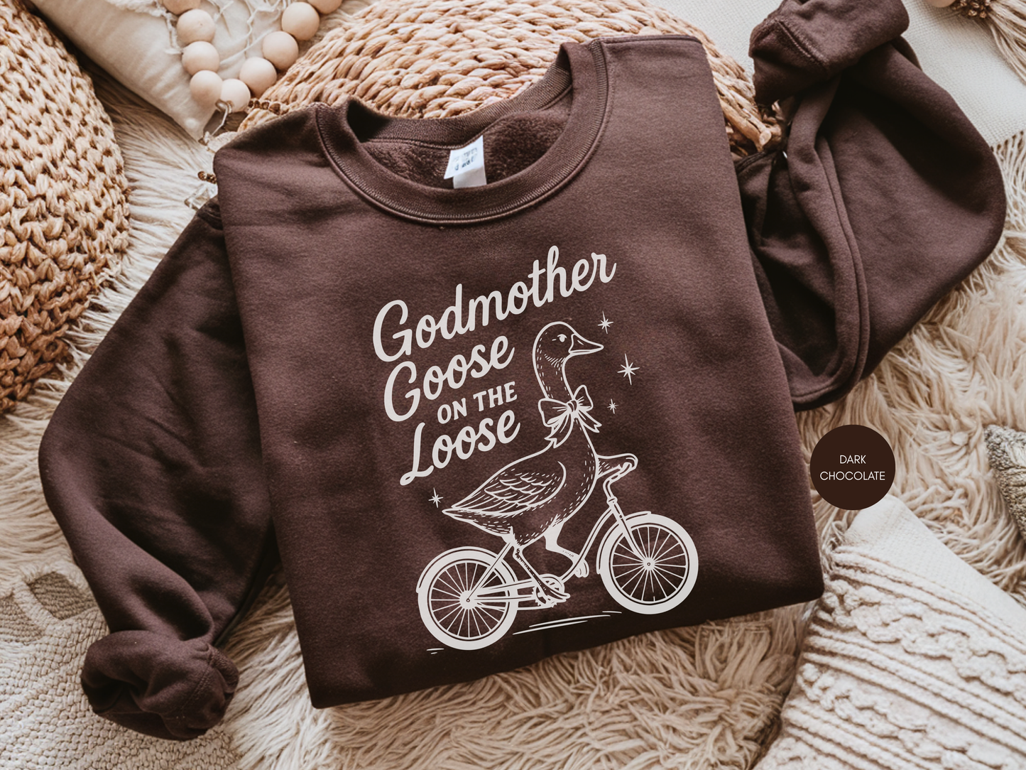 Godmother Goose On The Loose Sweatshirt – Cute Godmother Gift, Baby Shower & Baptism Present