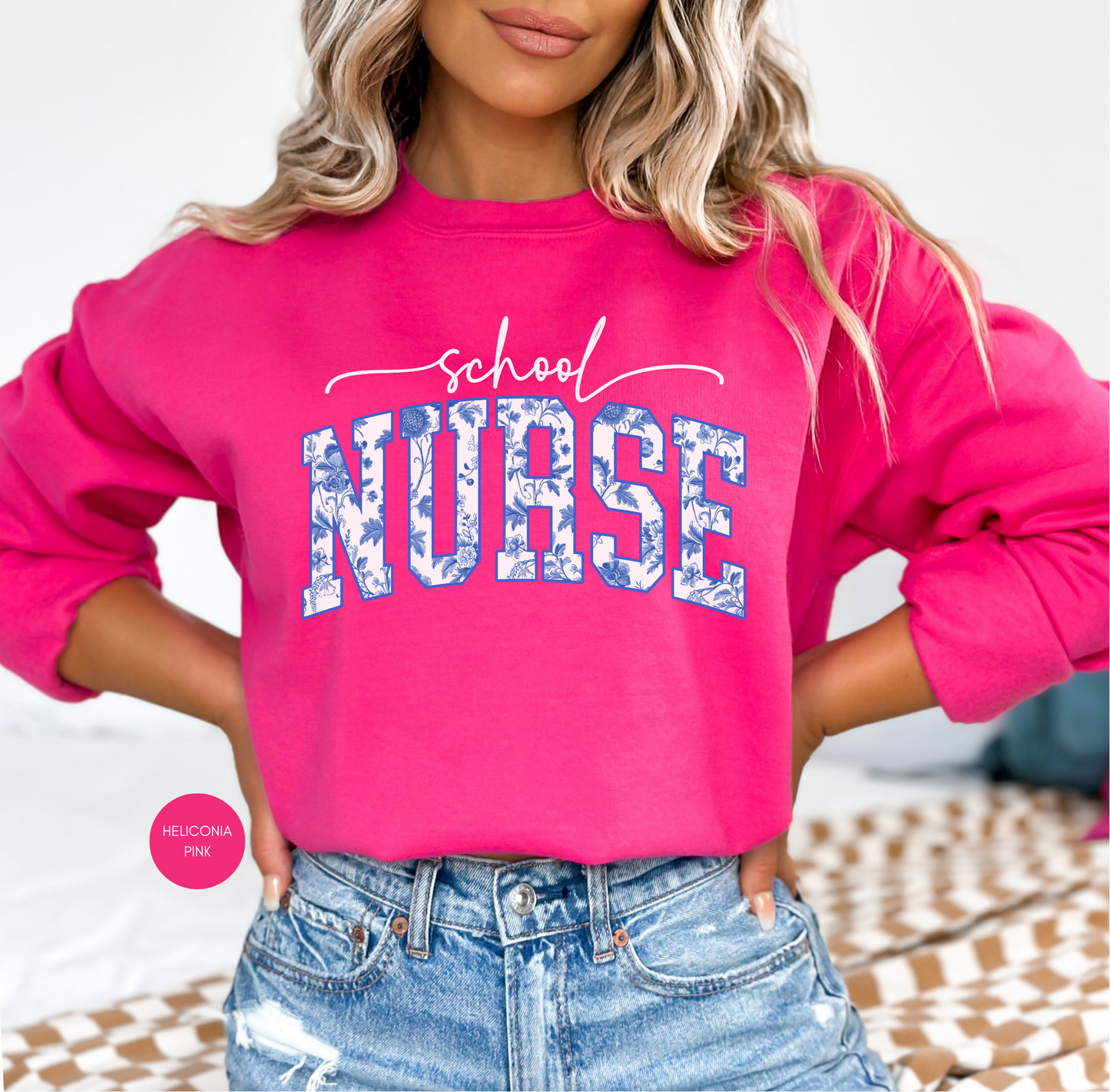 School Nurse Blue Toile Sweatshirt – Nurse Gift