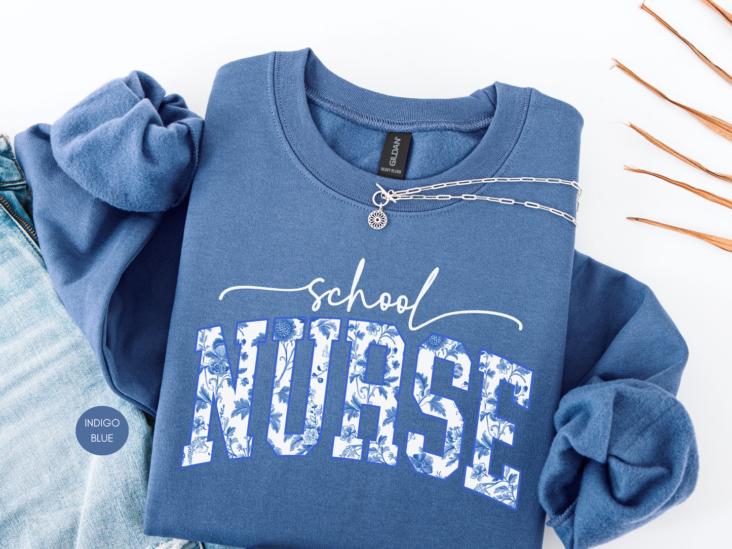 School Nurse Blue Toile Sweatshirt – Nurse Gift