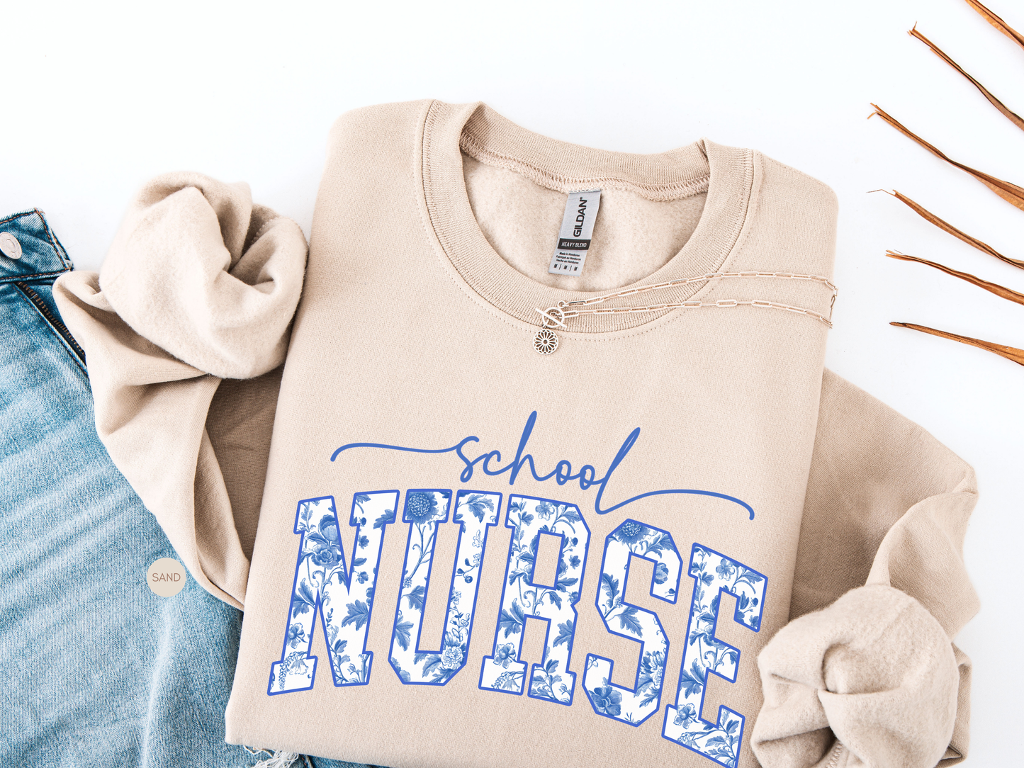 School Nurse Blue Toile Sweatshirt – Nurse Gift