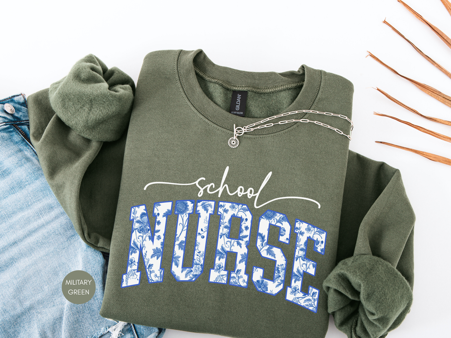School Nurse Blue Toile Sweatshirt – Nurse Gift