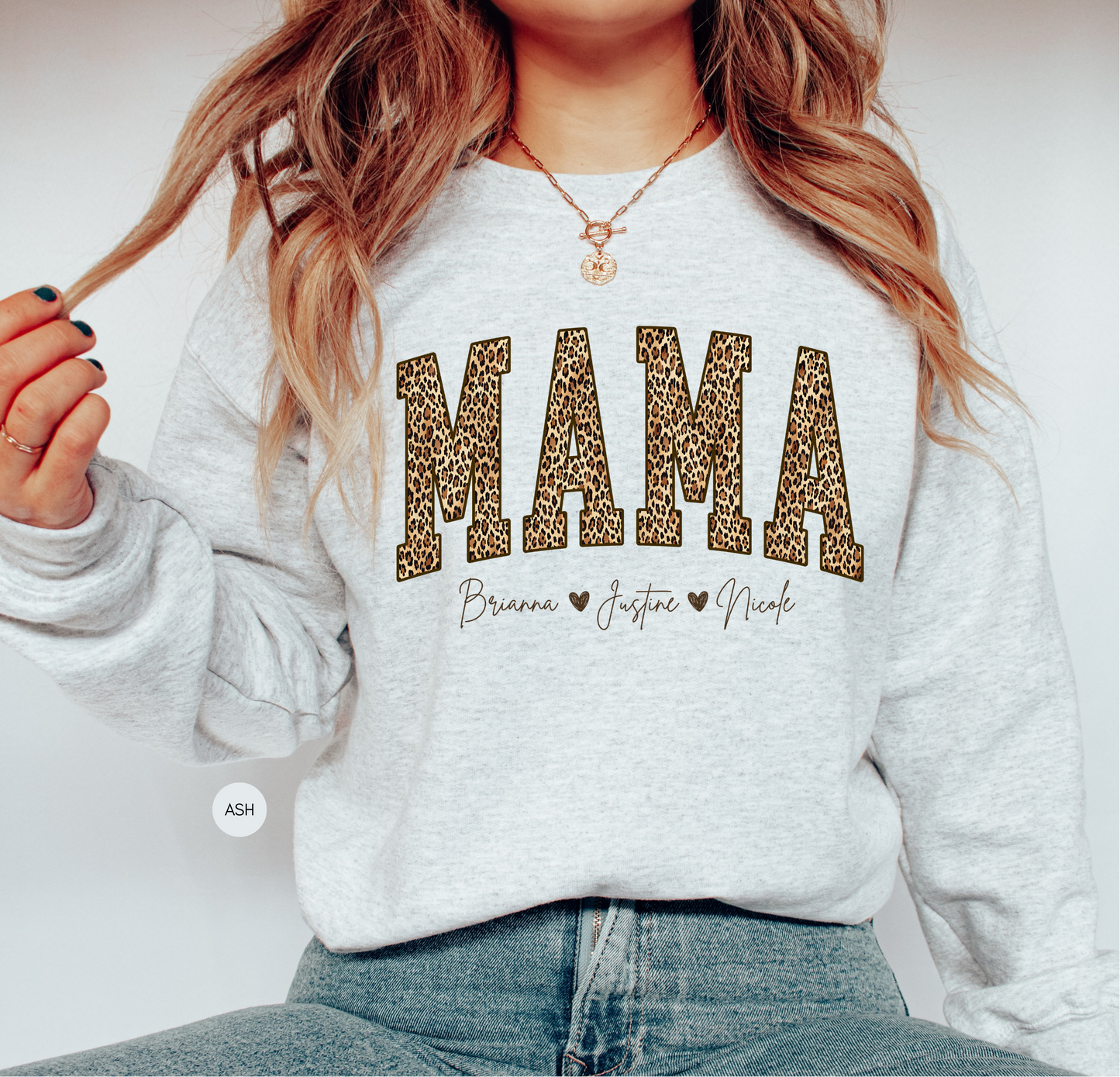Custom Mama Leopard Sweatshirt with Kids Names | Mother’s Day Gift