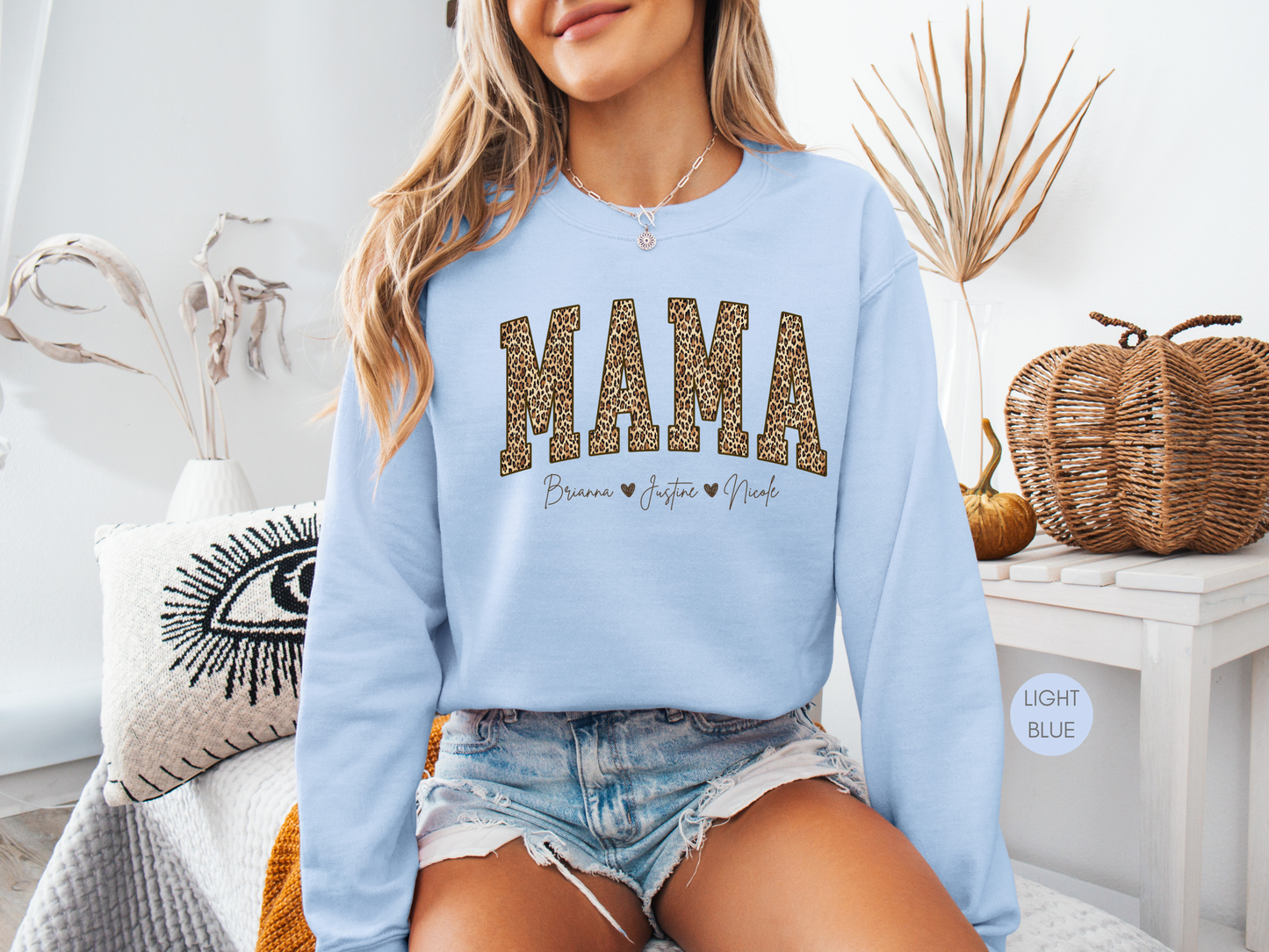 Custom Mama Leopard Sweatshirt with Kids Names | Mother’s Day Gift