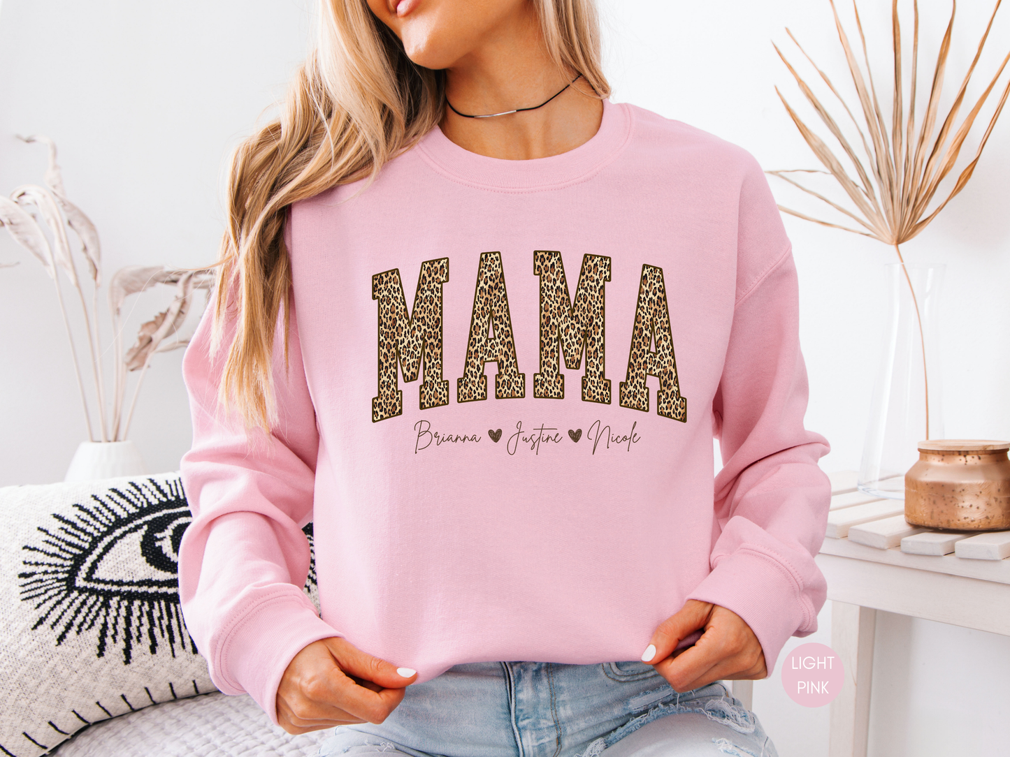 Custom Mama Leopard Sweatshirt with Kids Names | Mother’s Day Gift
