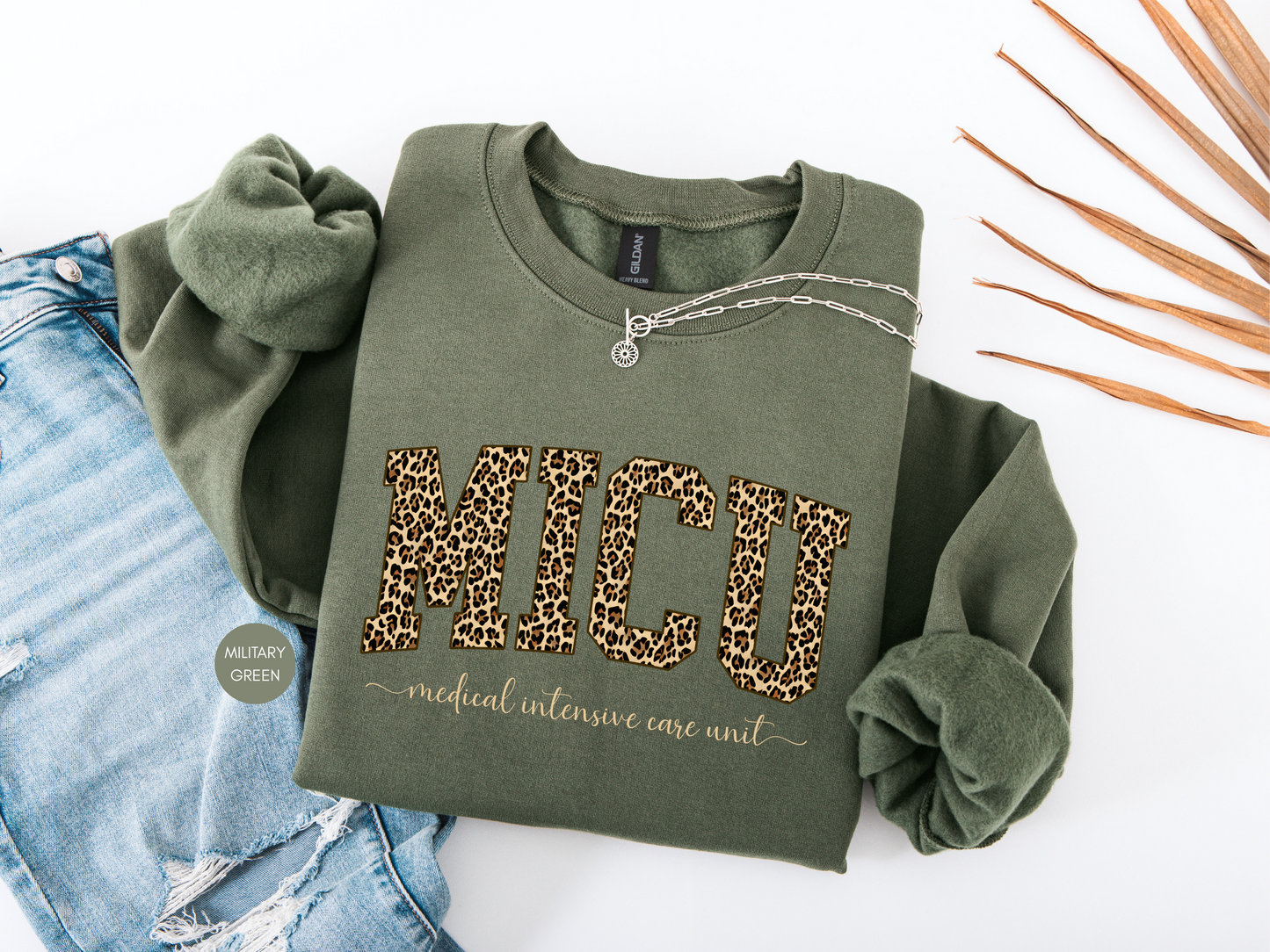 MICU Leopard Sweatshirt – Medical Intensive Care Unit Nurse Crewneck