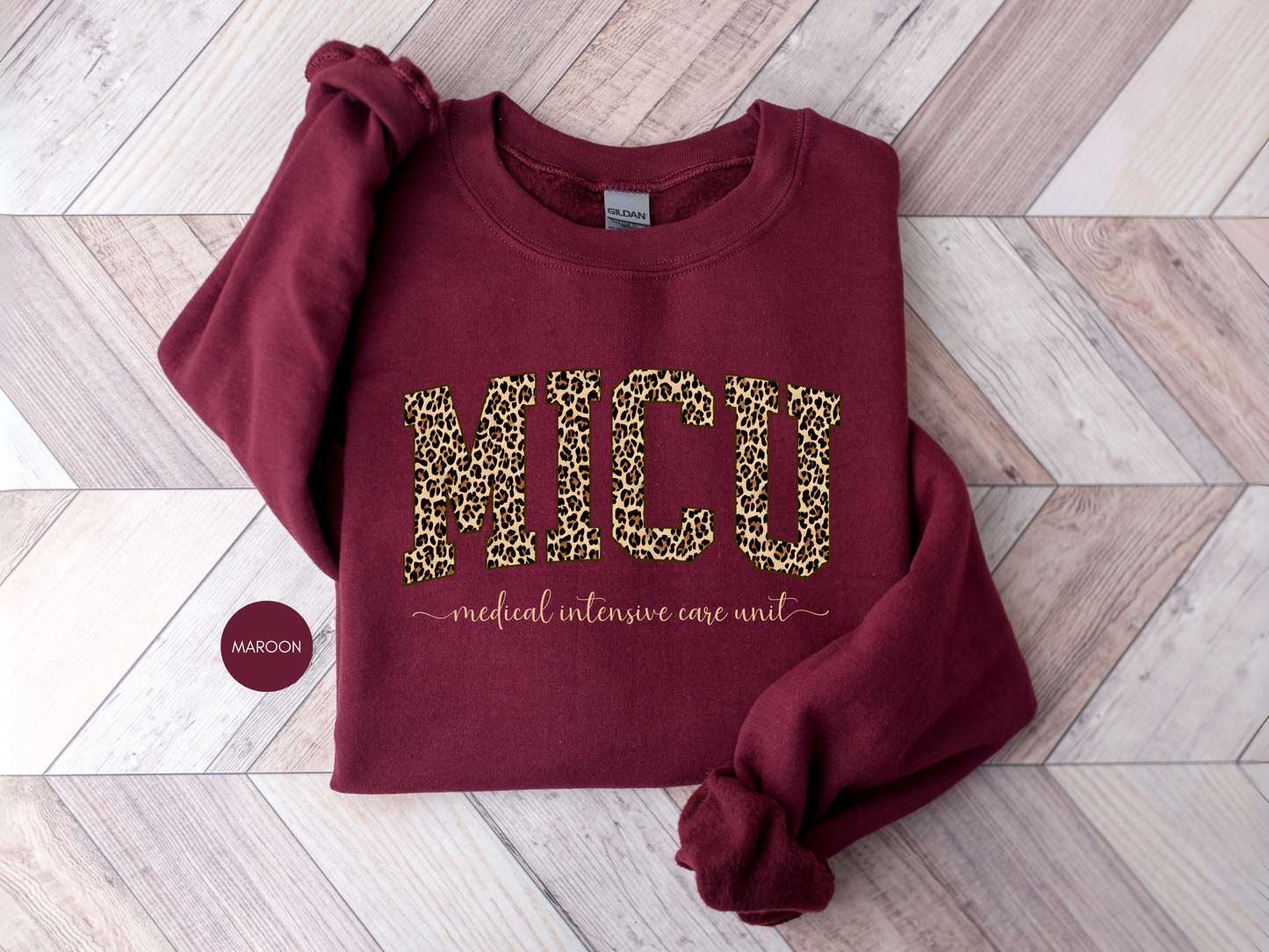 MICU Leopard Sweatshirt – Medical Intensive Care Unit Nurse Crewneck