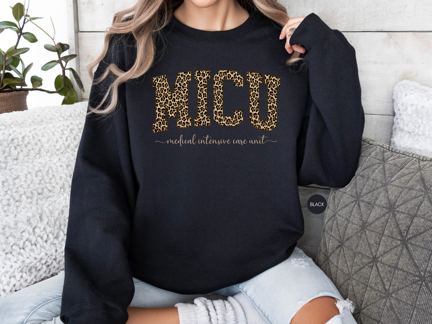 MICU Leopard Sweatshirt – Medical Intensive Care Unit Nurse Crewneck
