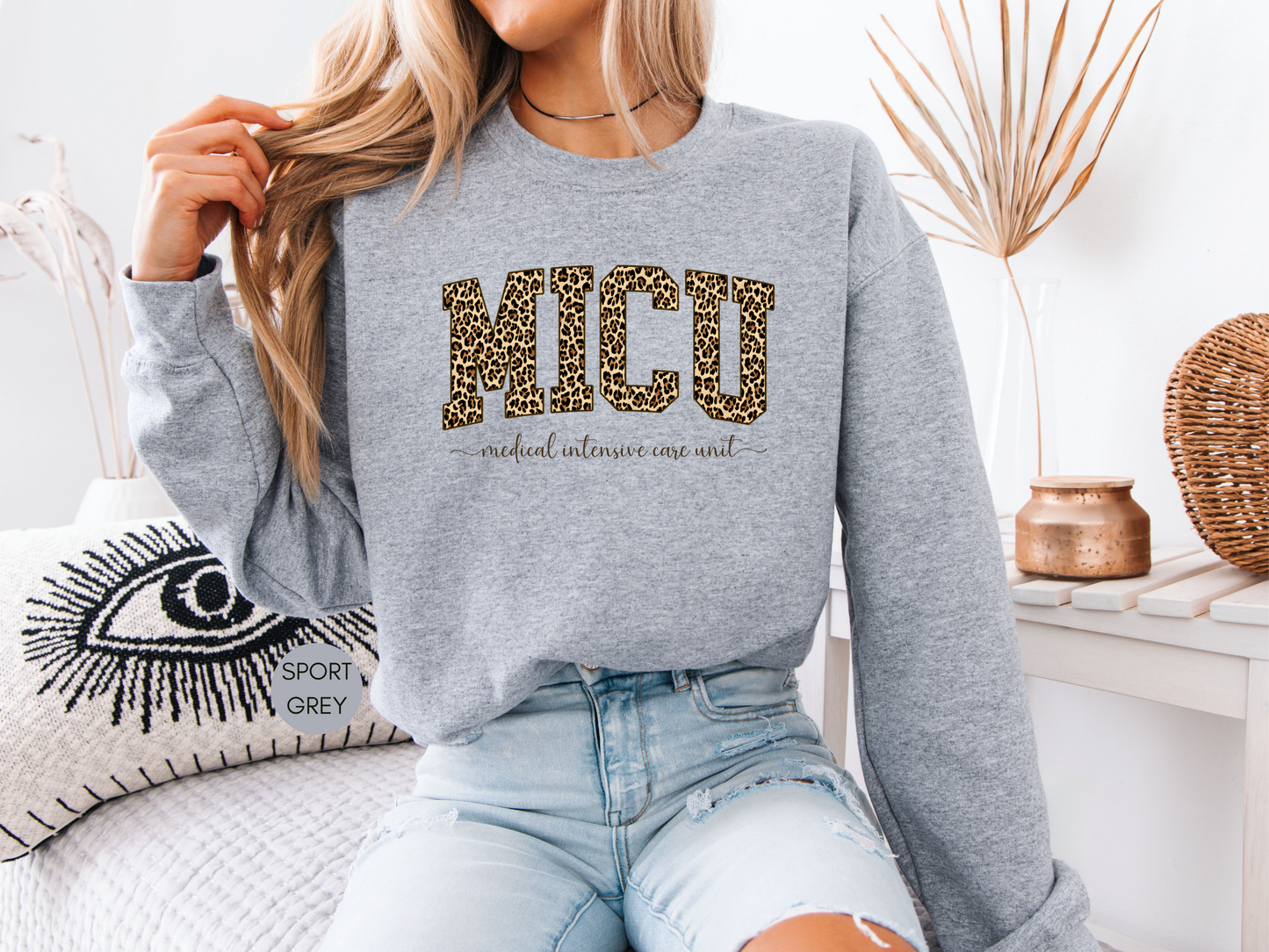MICU Leopard Sweatshirt – Medical Intensive Care Unit Nurse Crewneck