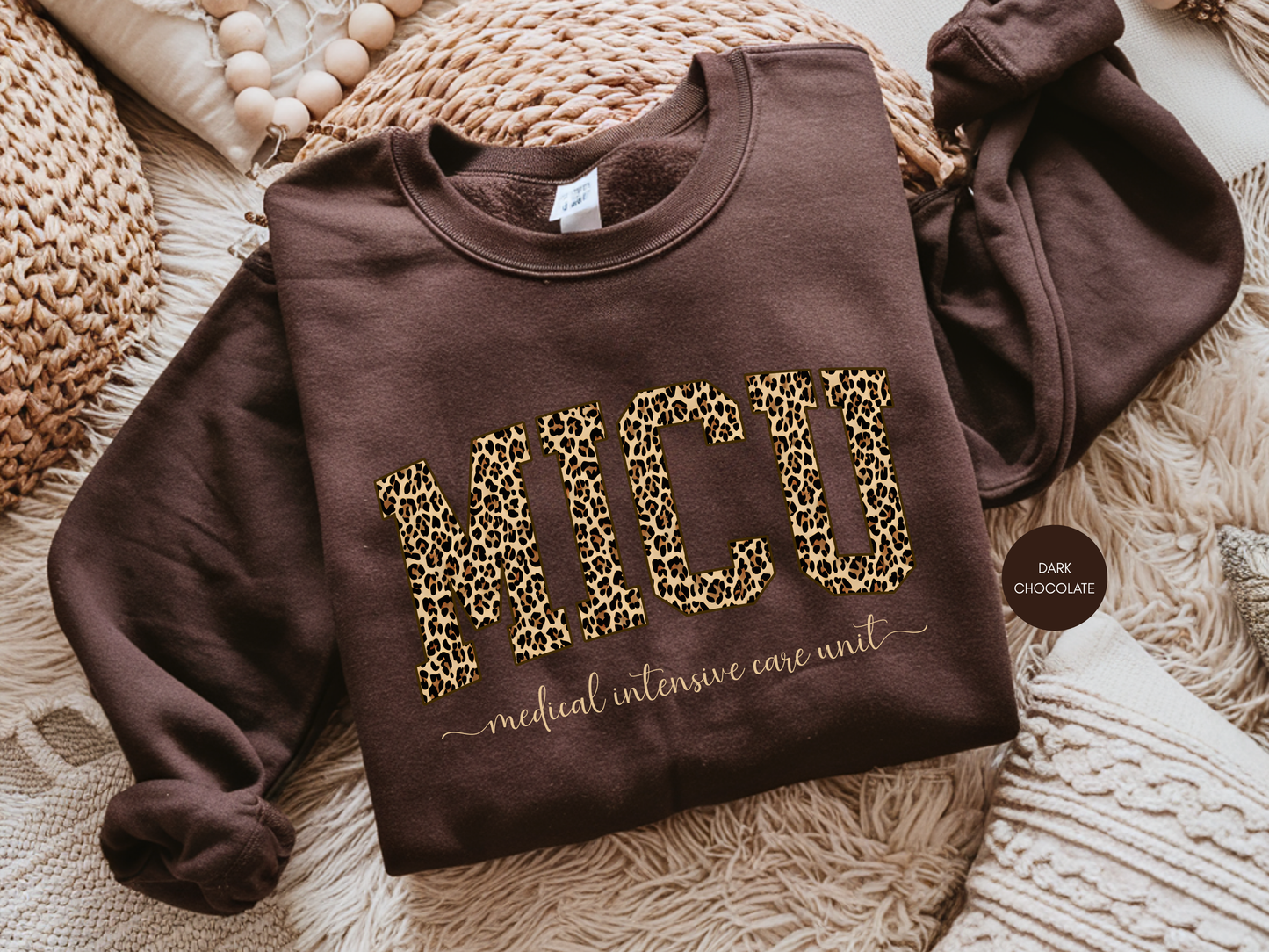 MICU Leopard Sweatshirt – Medical Intensive Care Unit Nurse Crewneck