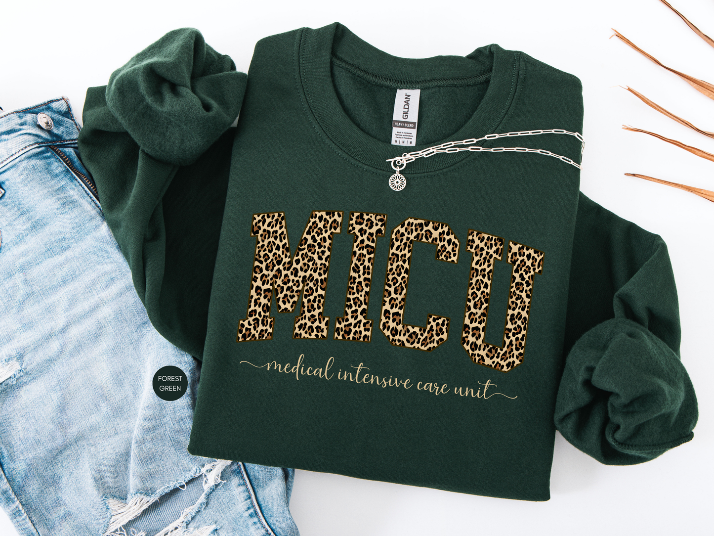 MICU Leopard Sweatshirt – Medical Intensive Care Unit Nurse Crewneck