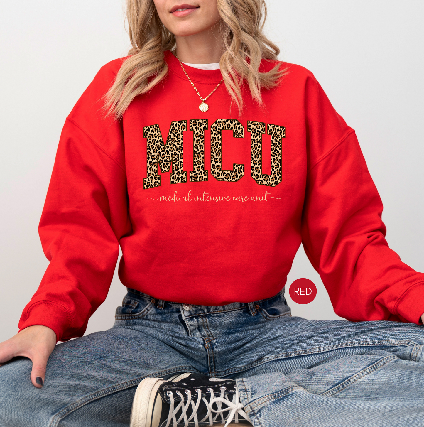 MICU Leopard Sweatshirt – Medical Intensive Care Unit Nurse Crewneck