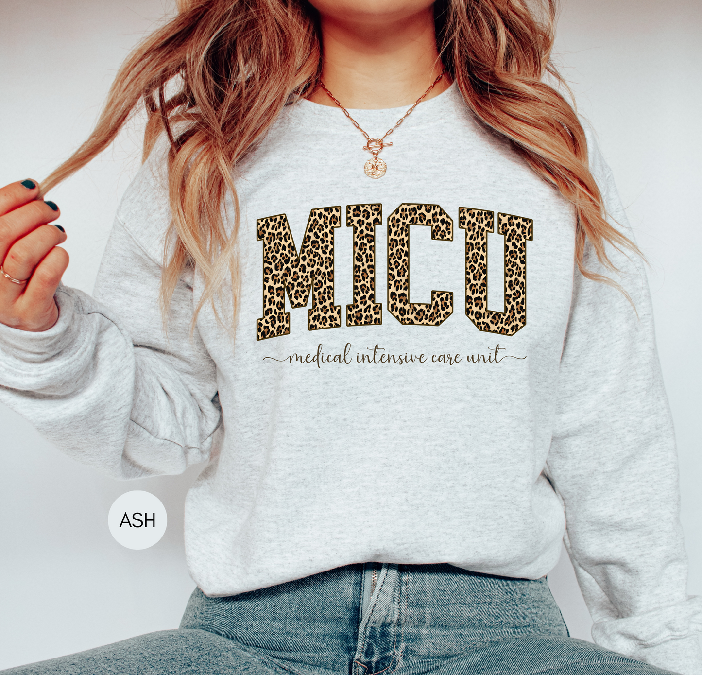 MICU Leopard Sweatshirt – Medical Intensive Care Unit Nurse Crewneck