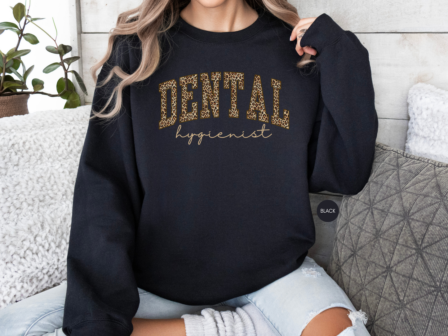 Dental Hygienist Leopard Sweatshirt – Dark Chocolate