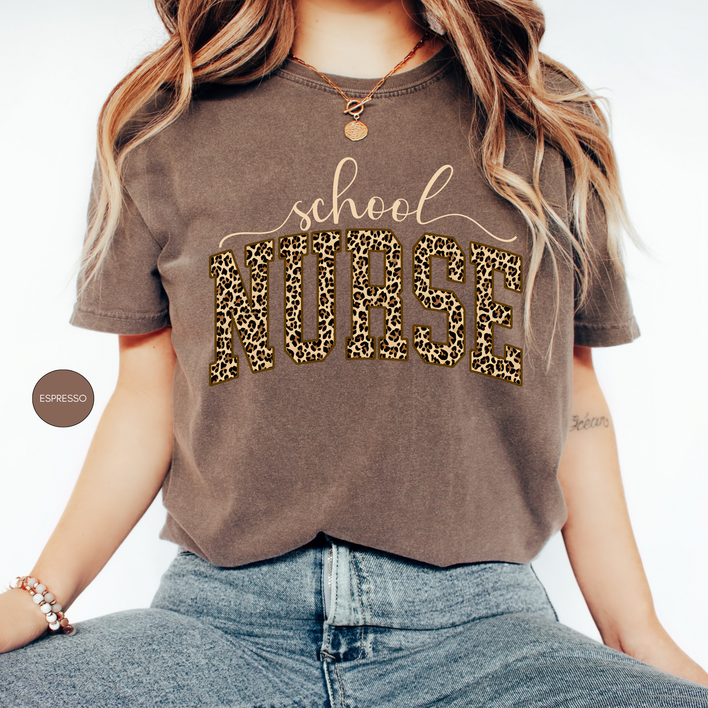 School Nurse Leopard Shirt – Cute Nurse Graphic Tee – Back to School Nurse Shirt – Gift for School Nurse