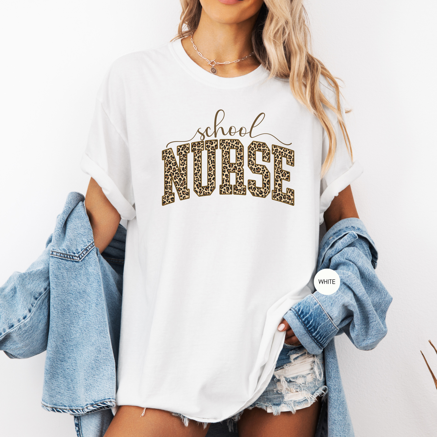School Nurse Leopard Shirt – Cute Nurse Graphic Tee – Back to School Nurse Shirt – Gift for School Nurse