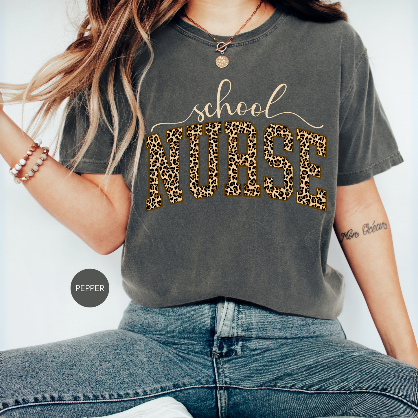 School Nurse Leopard Shirt – Cute Nurse Graphic Tee – Back to School Nurse Shirt – Gift for School Nurse