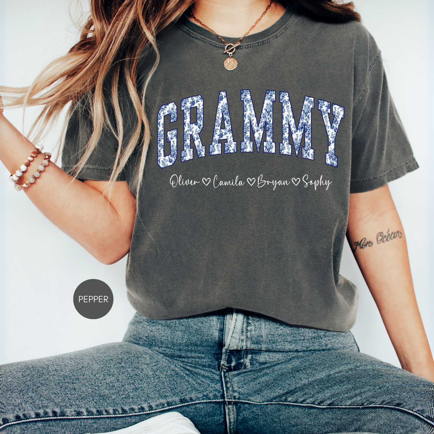 Personalized Grammy Shirt with Kids Names | Custom Grandma Gift | Family Name Shirt