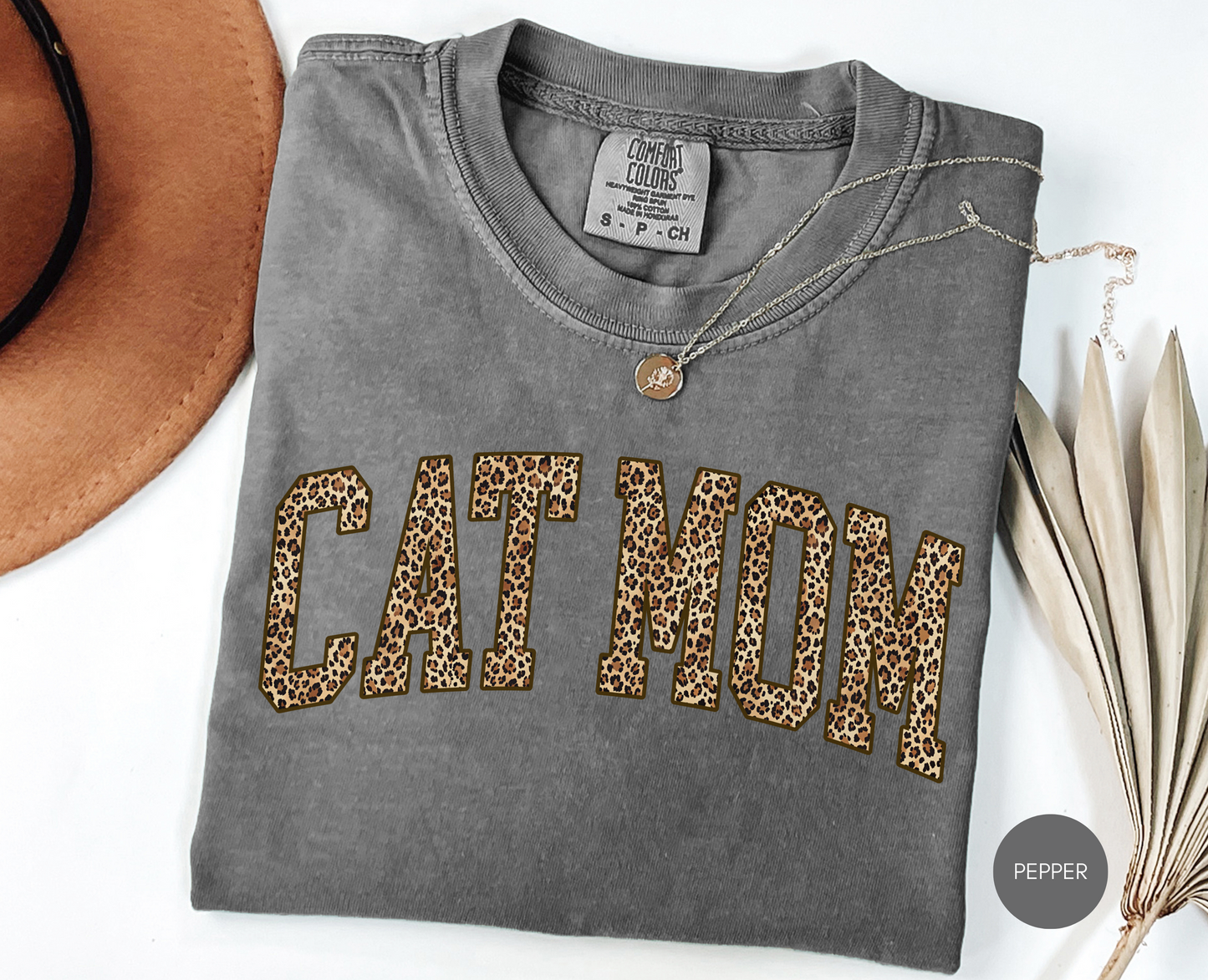 Cat Mom Leopard Shirt – Trendy Animal Print Graphic Tee for Cat Lovers