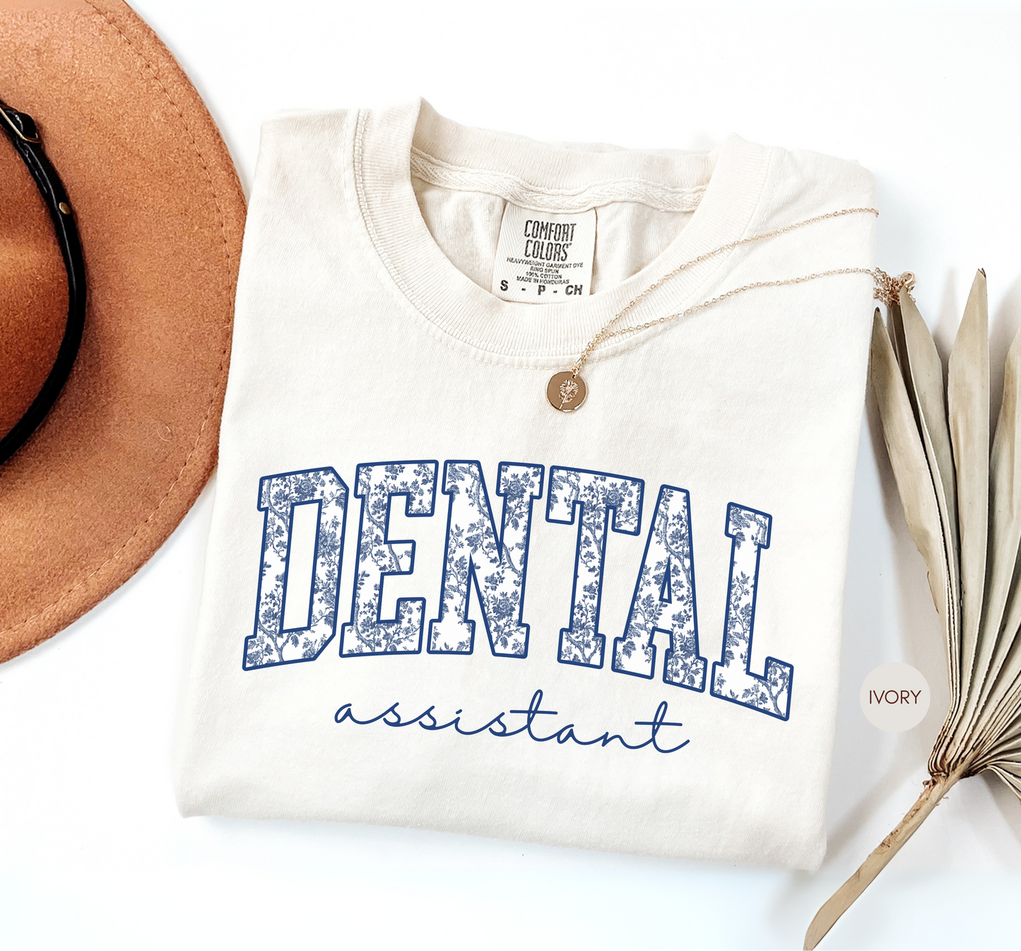Dental Assistant Shirt – Cute Dental Office Tee for Women – Navy Collegiate Style