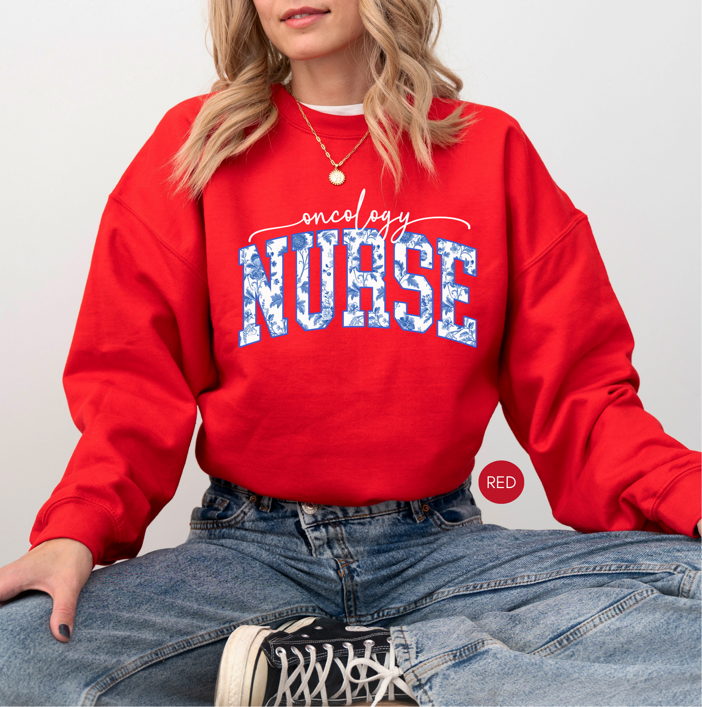 Oncology Nurse Sweatshirt | Blue Toile RN Gift for Nurses
