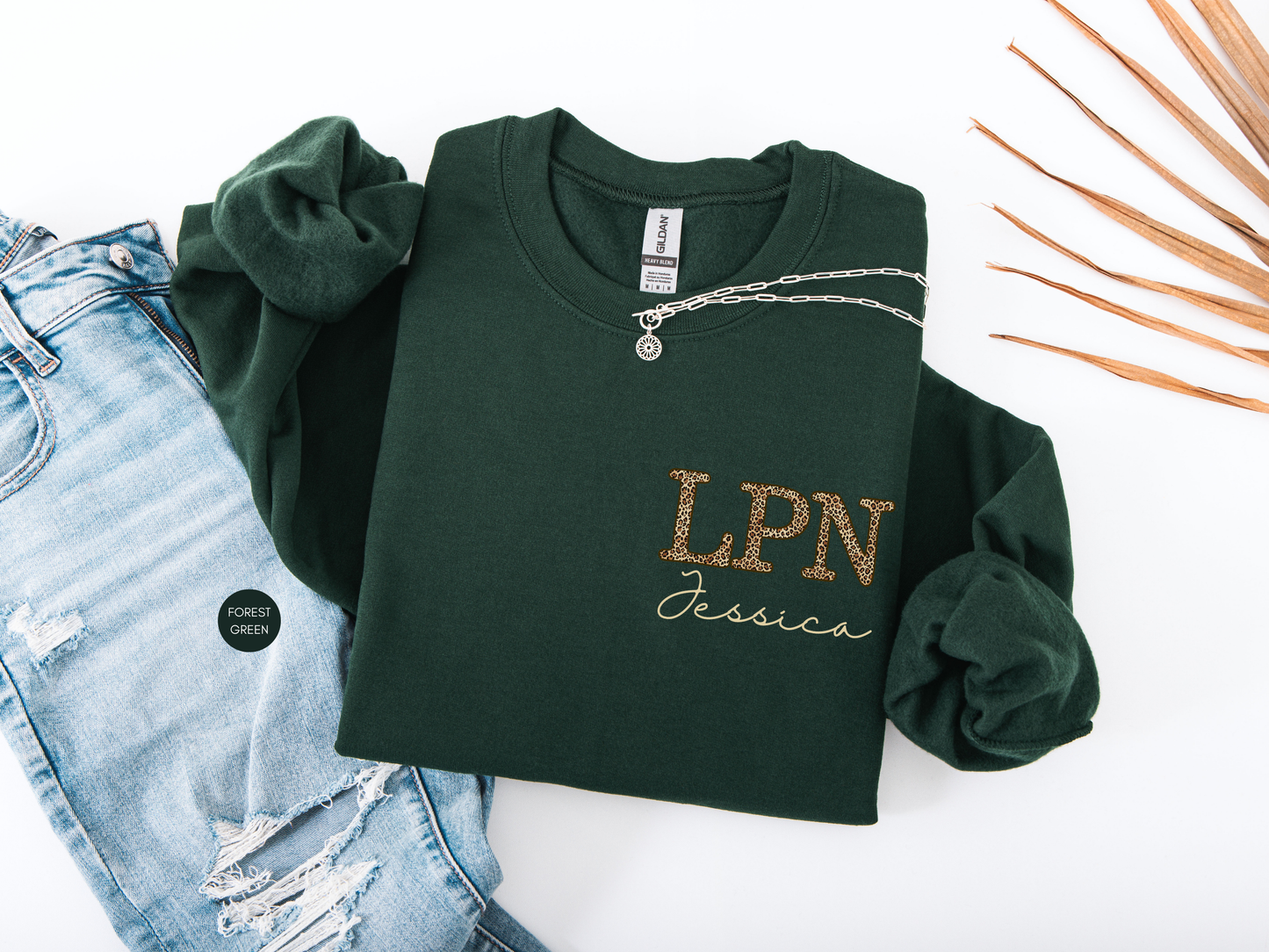 LPN Personalized Leopard Sweatshirt – Custom Nurse Crewneck Gift
