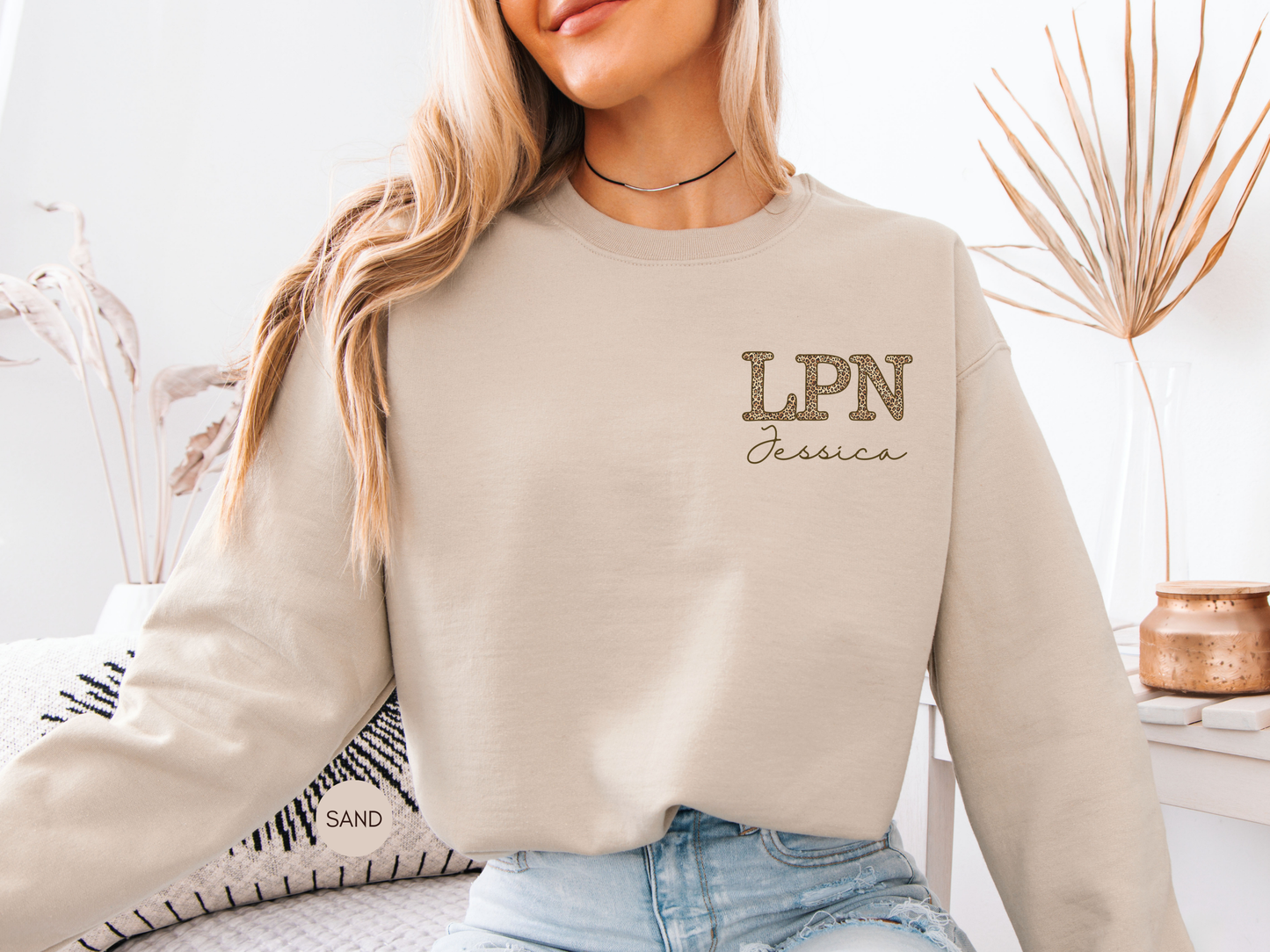 LPN Personalized Leopard Sweatshirt – Custom Nurse Crewneck Gift