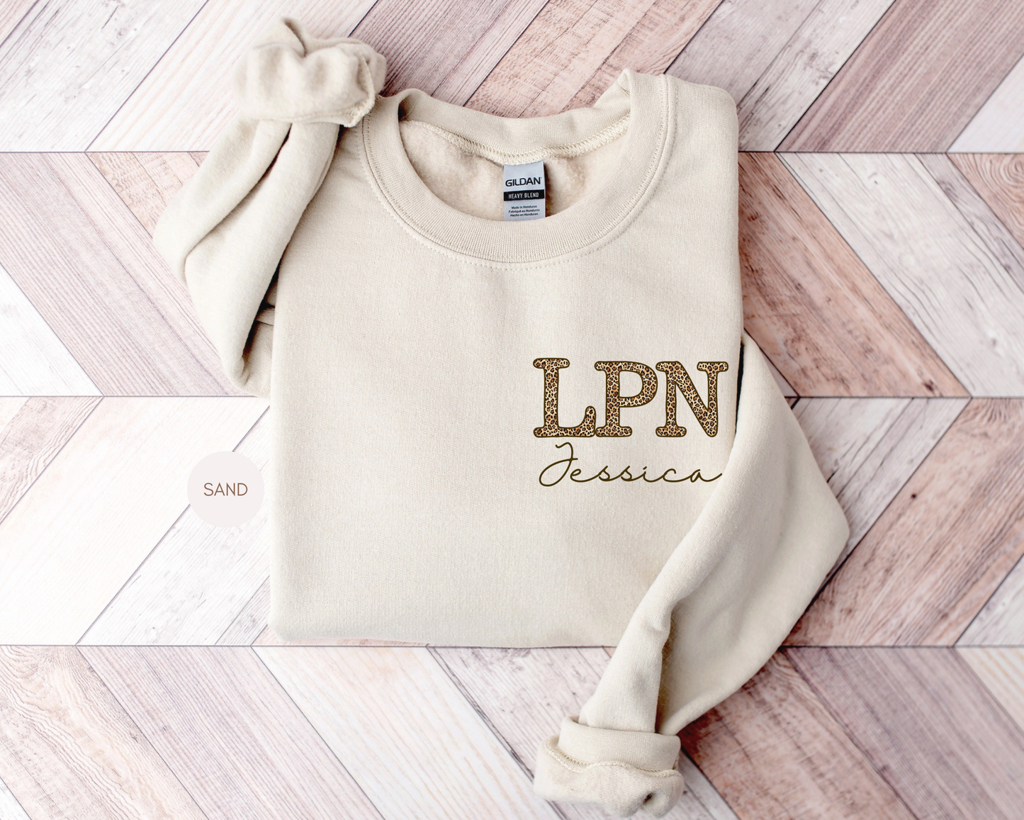 LPN Personalized Leopard Sweatshirt – Custom Nurse Crewneck Gift