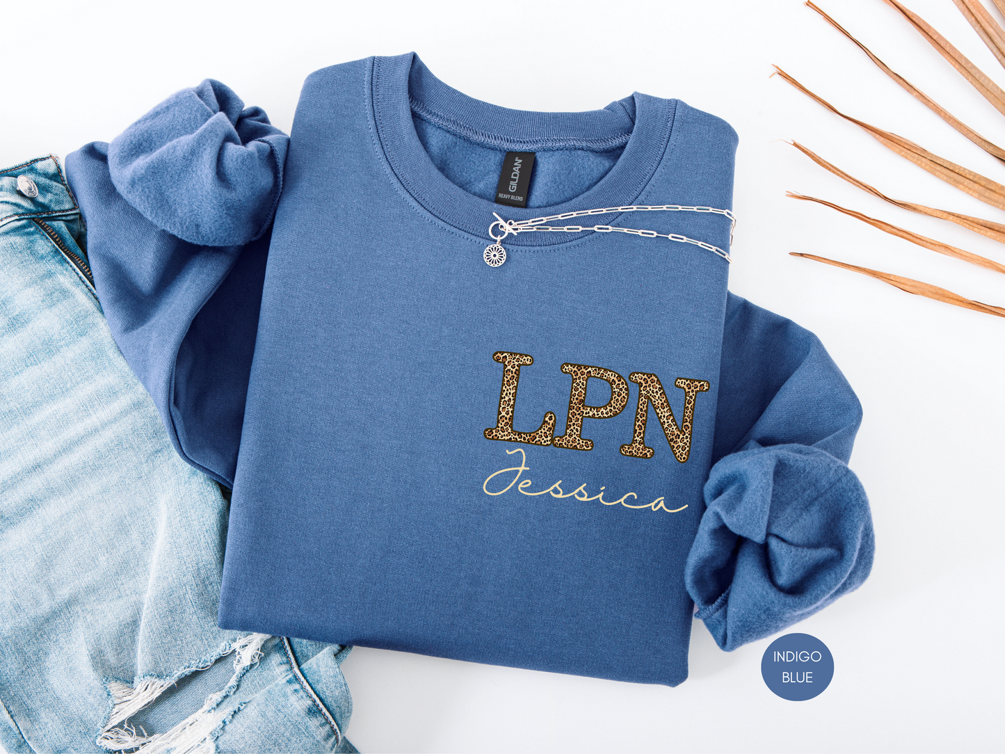LPN Personalized Leopard Sweatshirt – Custom Nurse Crewneck Gift