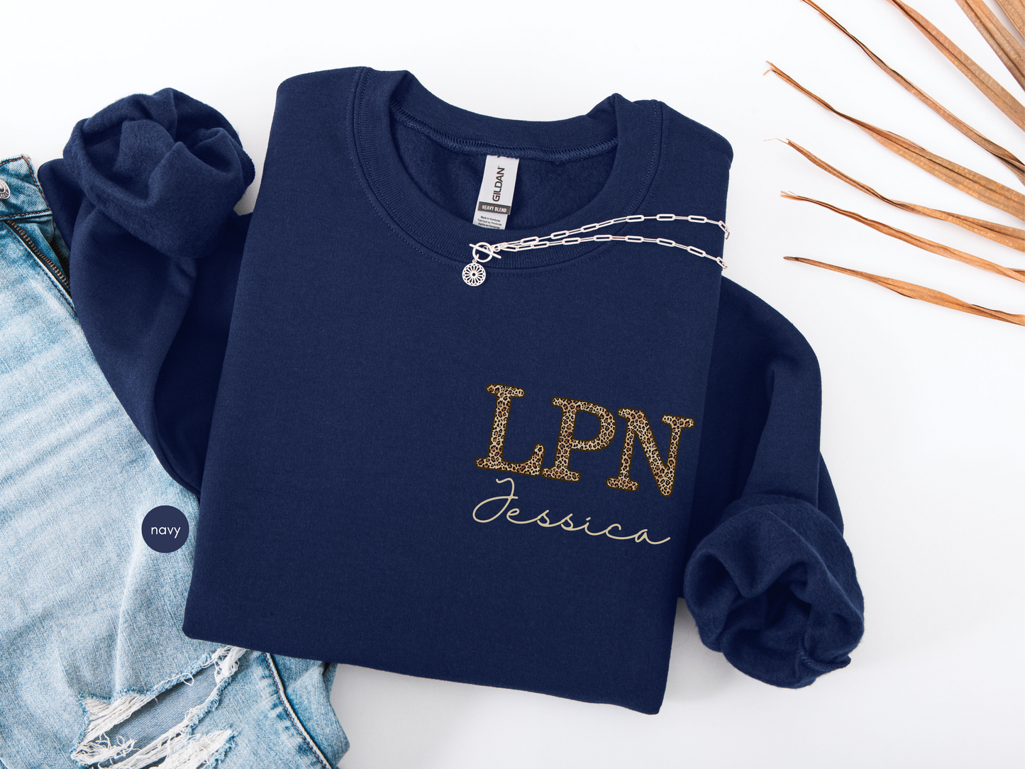 LPN Personalized Leopard Sweatshirt – Custom Nurse Crewneck Gift