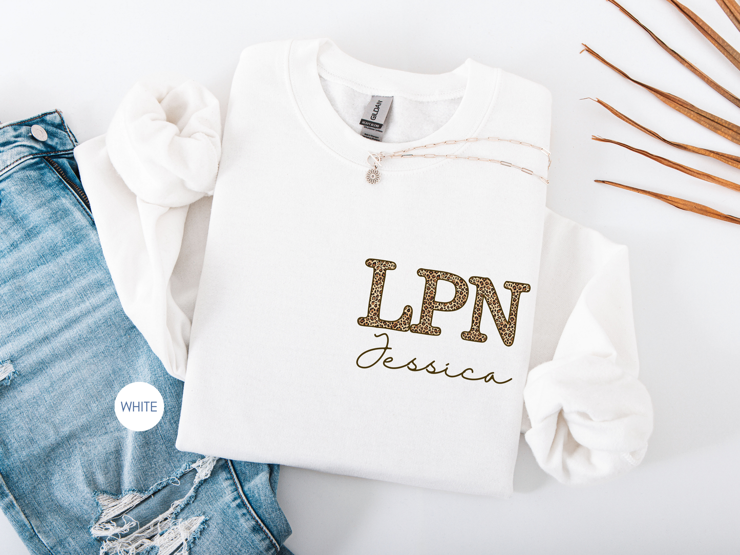 LPN Personalized Leopard Sweatshirt – Custom Nurse Crewneck Gift