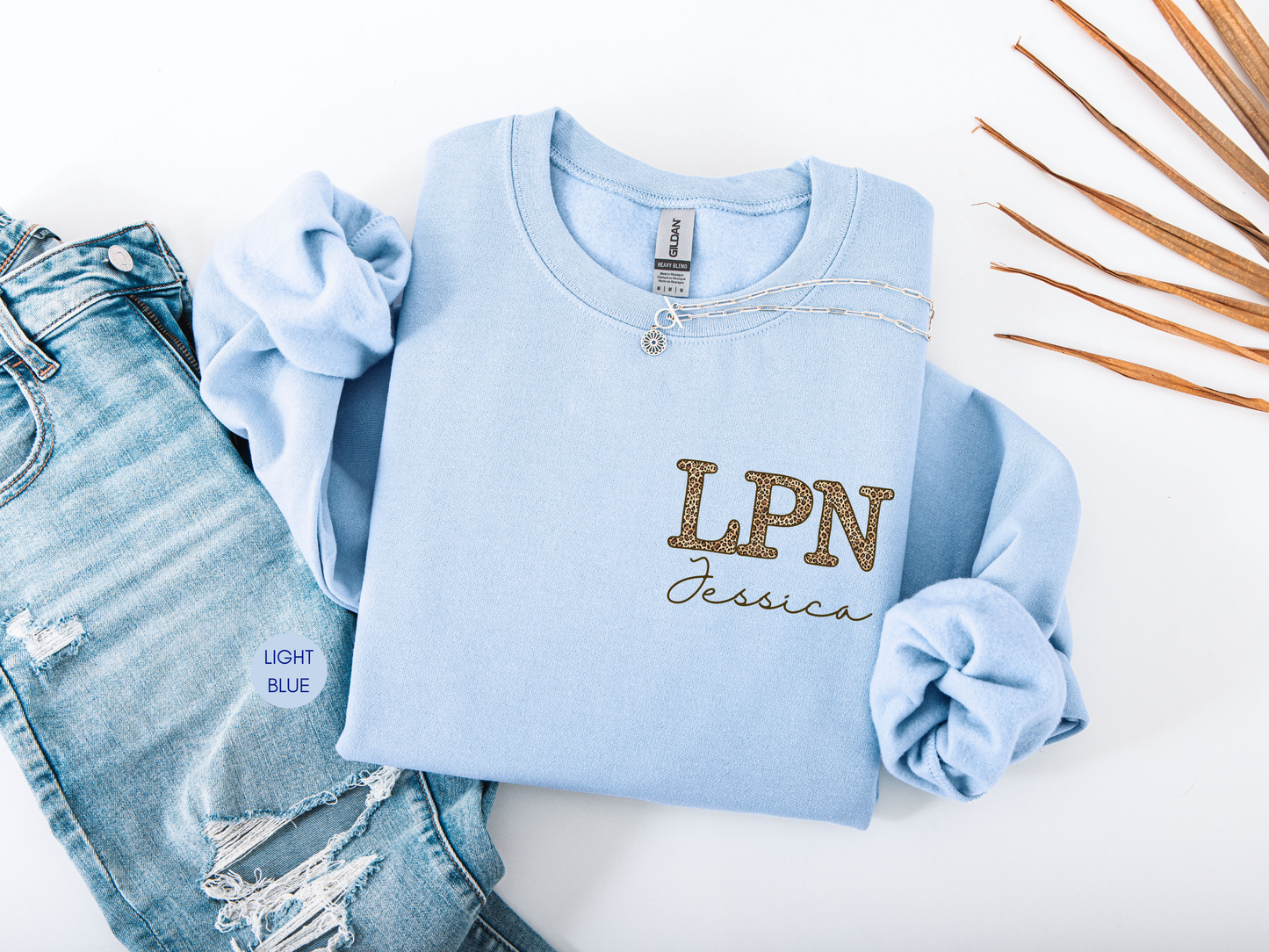 LPN Personalized Leopard Sweatshirt – Custom Nurse Crewneck Gift