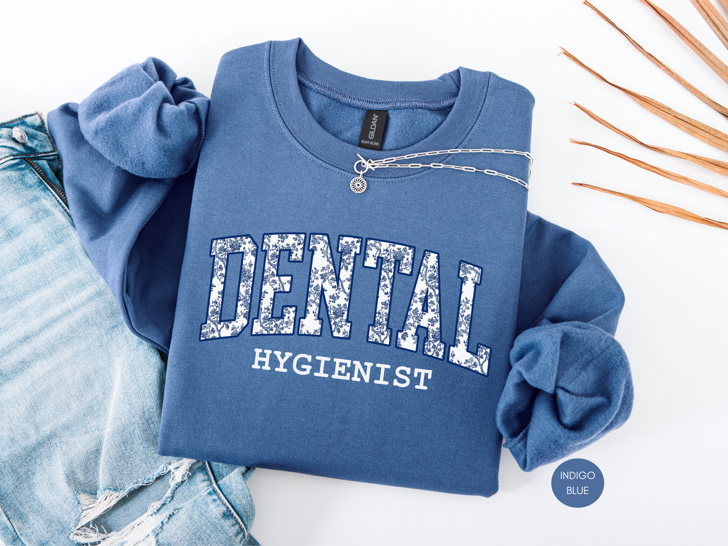 Dental Hygienist Blue Toile Sweatshirt – Cozy Dental Professional Gift