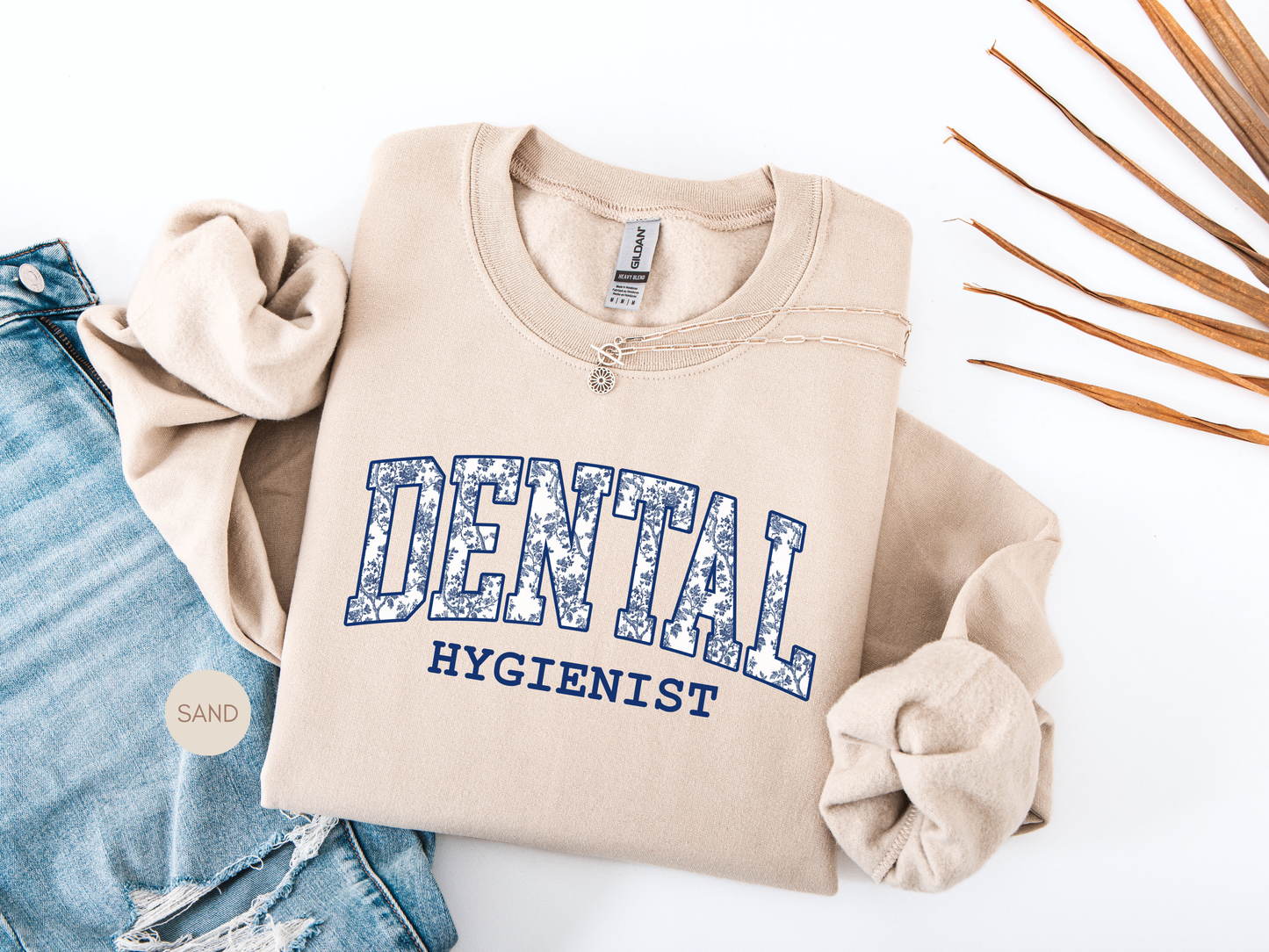 Dental Hygienist Blue Toile Sweatshirt – Cozy Dental Professional Gift