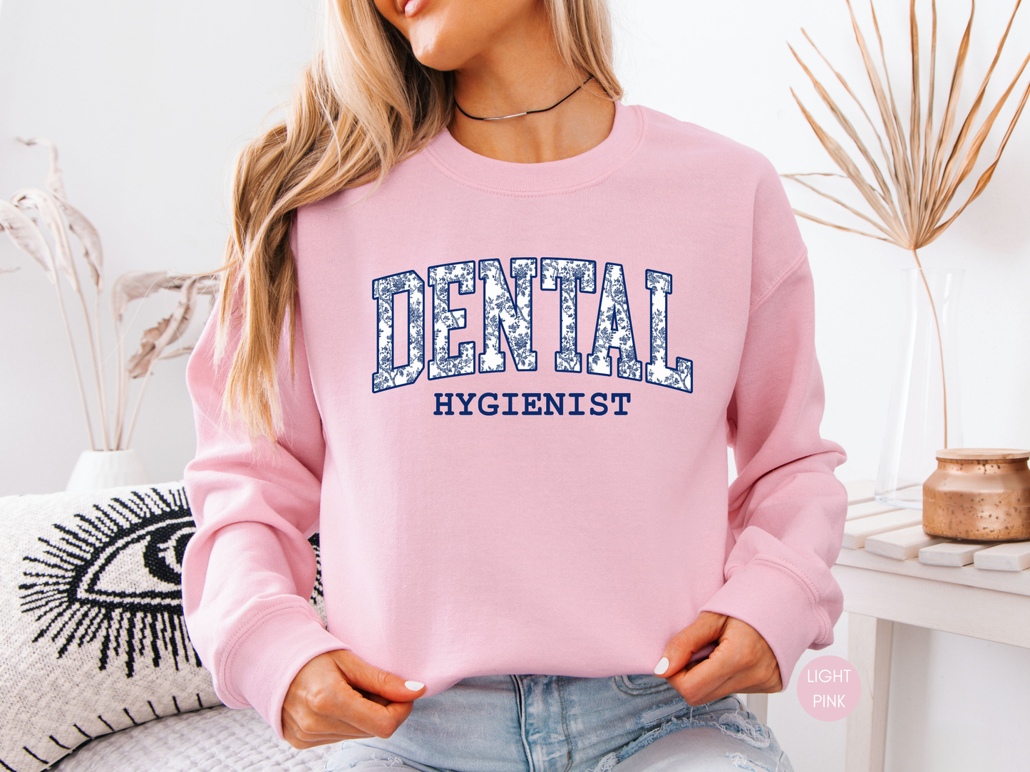 Dental Hygienist Blue Toile Sweatshirt – Cozy Dental Professional Gift