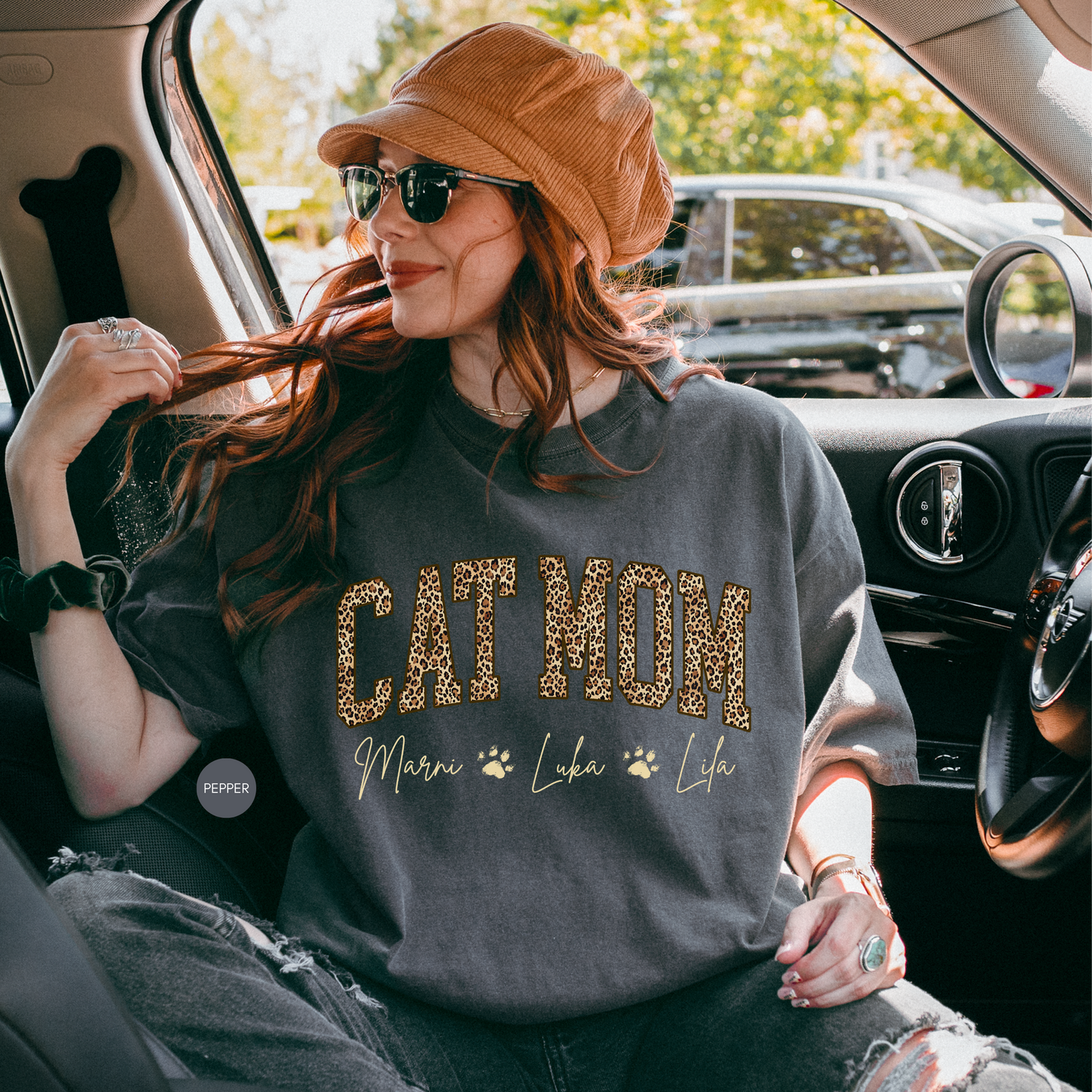 Personalized Cat Mom Shirt with Names – Custom Cat Lover Gift